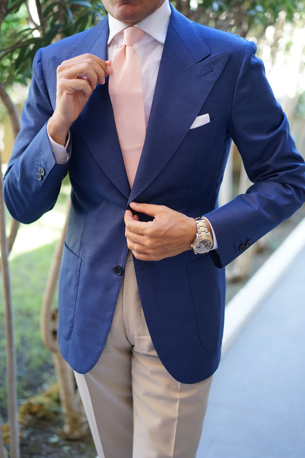 Dusty Peach Slub Linen Necktie - Image 13