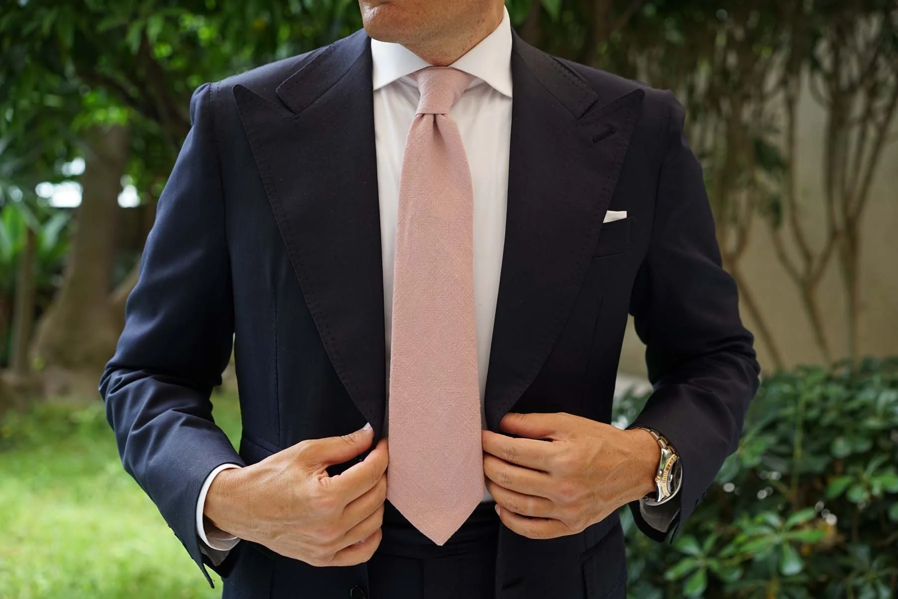 Dusty Rose Quartz Linen Necktie - Image 11