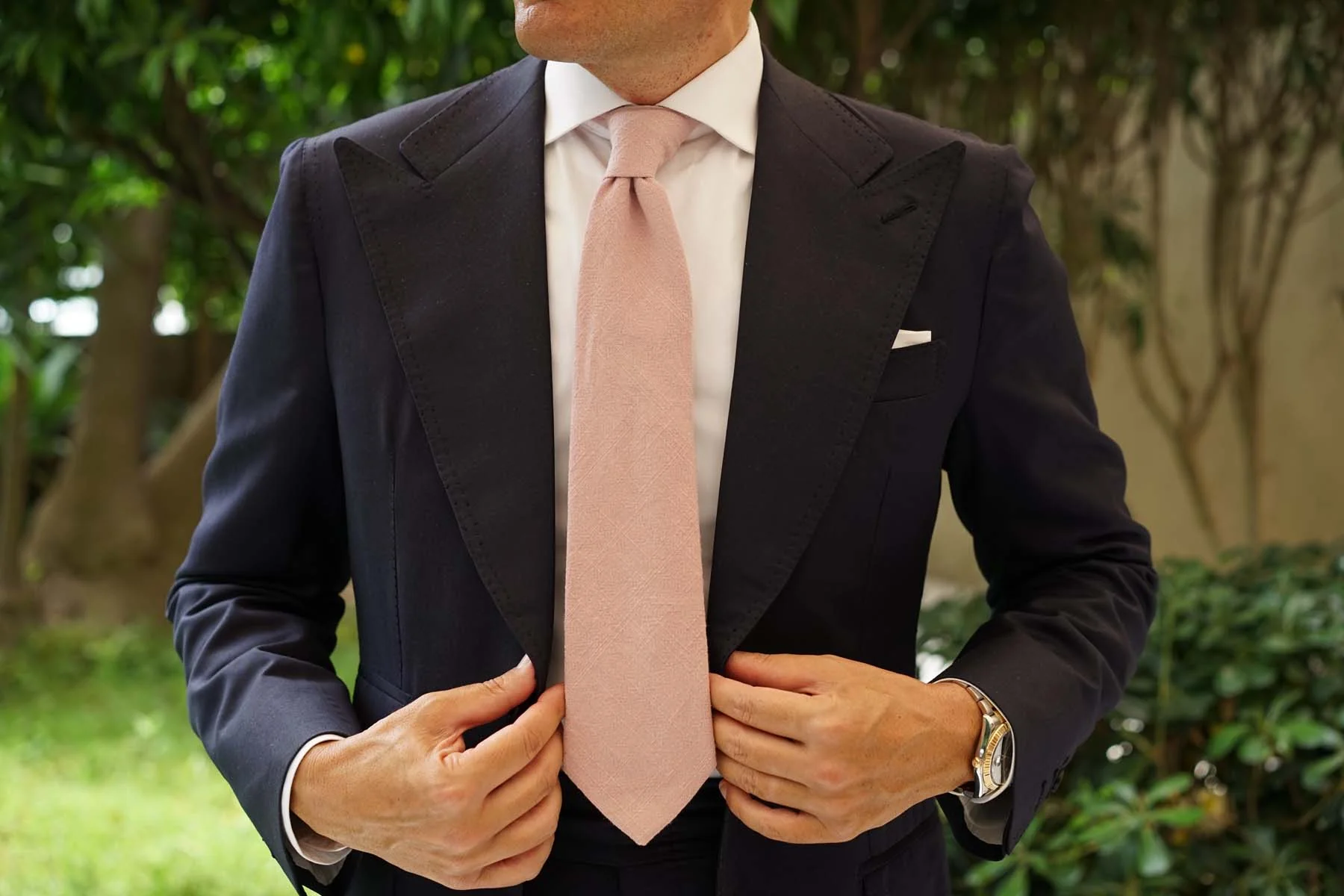 Dusty Rose Quartz Linen Necktie - Image 4
