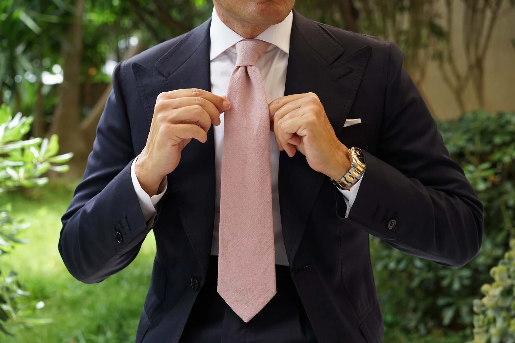 Dusty Rose Quartz Linen Necktie - Image 6