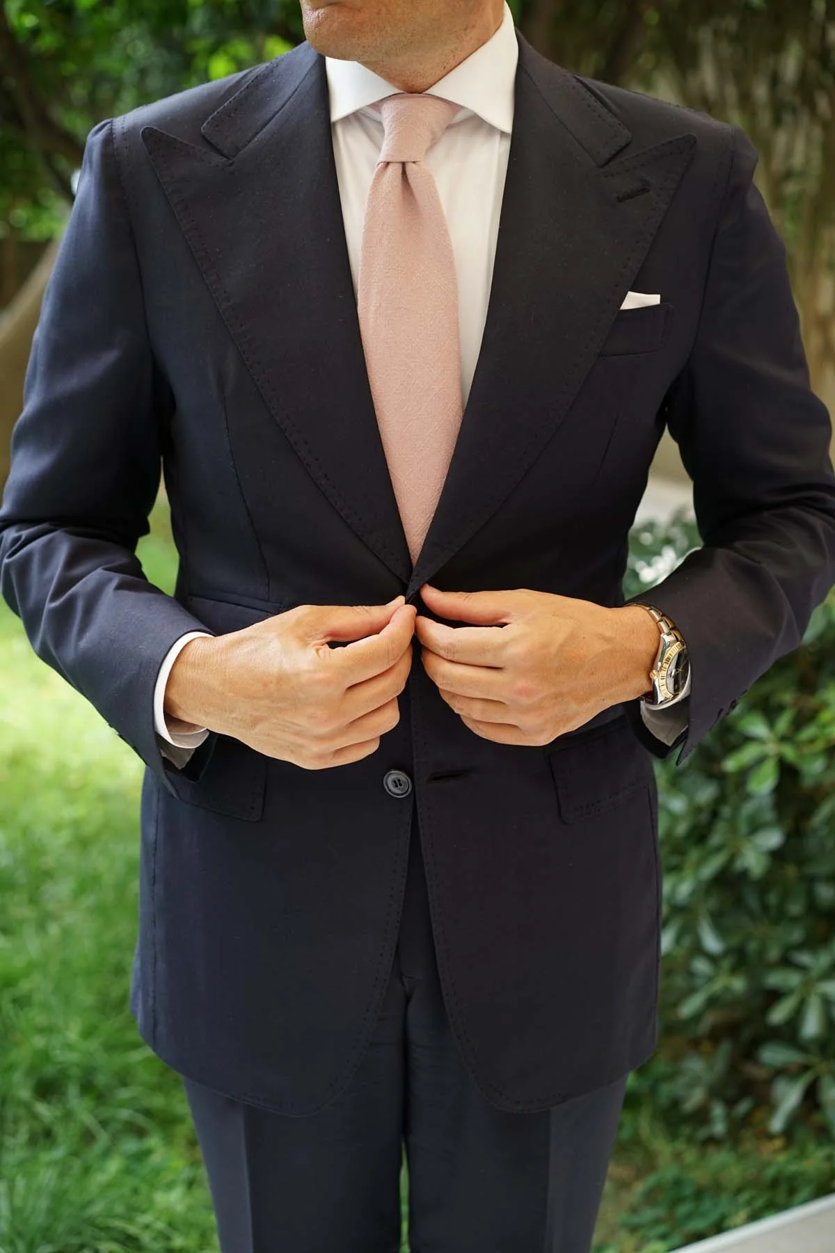 Dusty Rose Quartz Linen Necktie - Image 9
