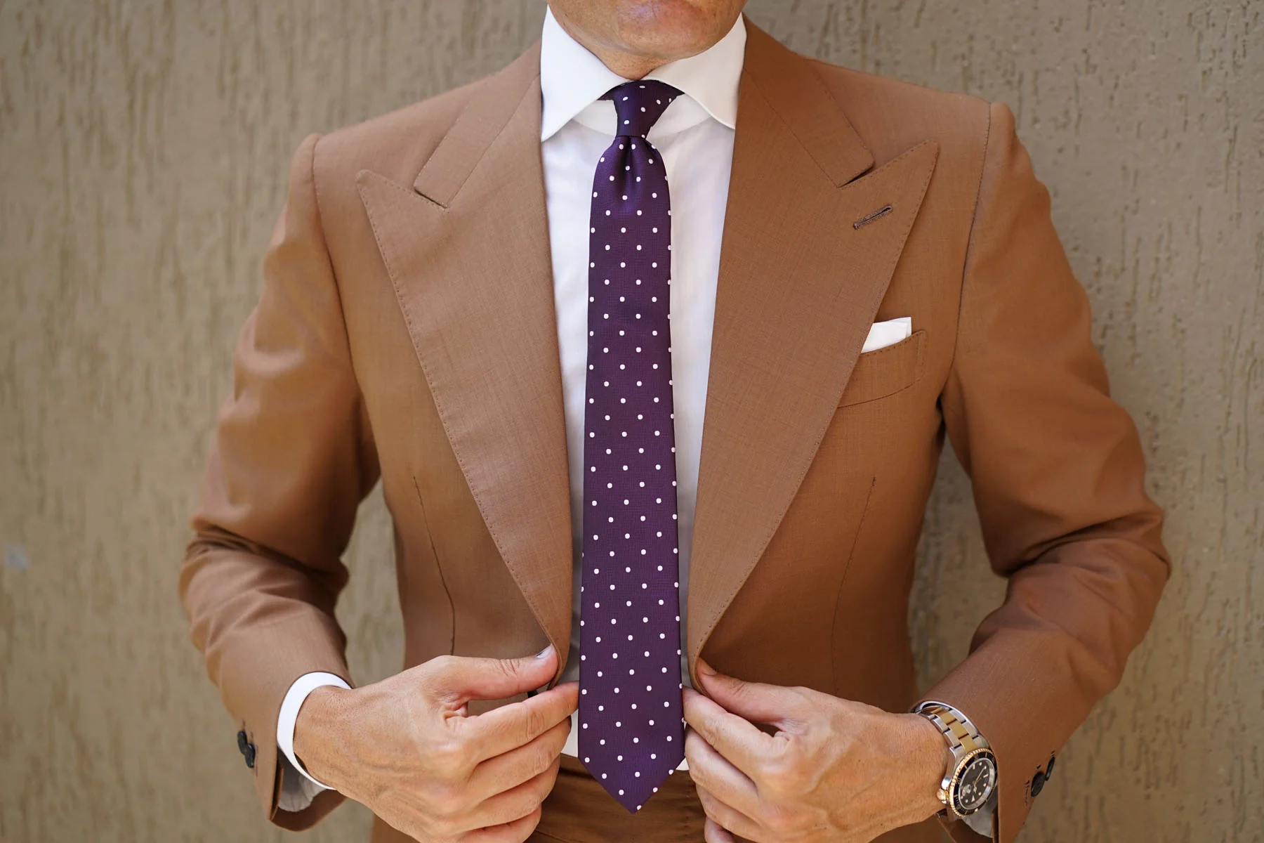 Eggplant Plum Purple with White Polka Dots Skinny Tie - Image 13