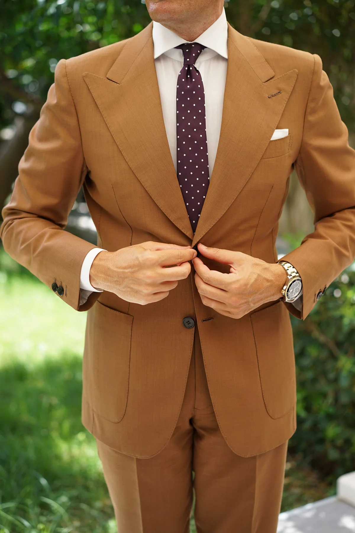 Eggplant Plum Purple with White Polka Dots Skinny Tie - Image 6