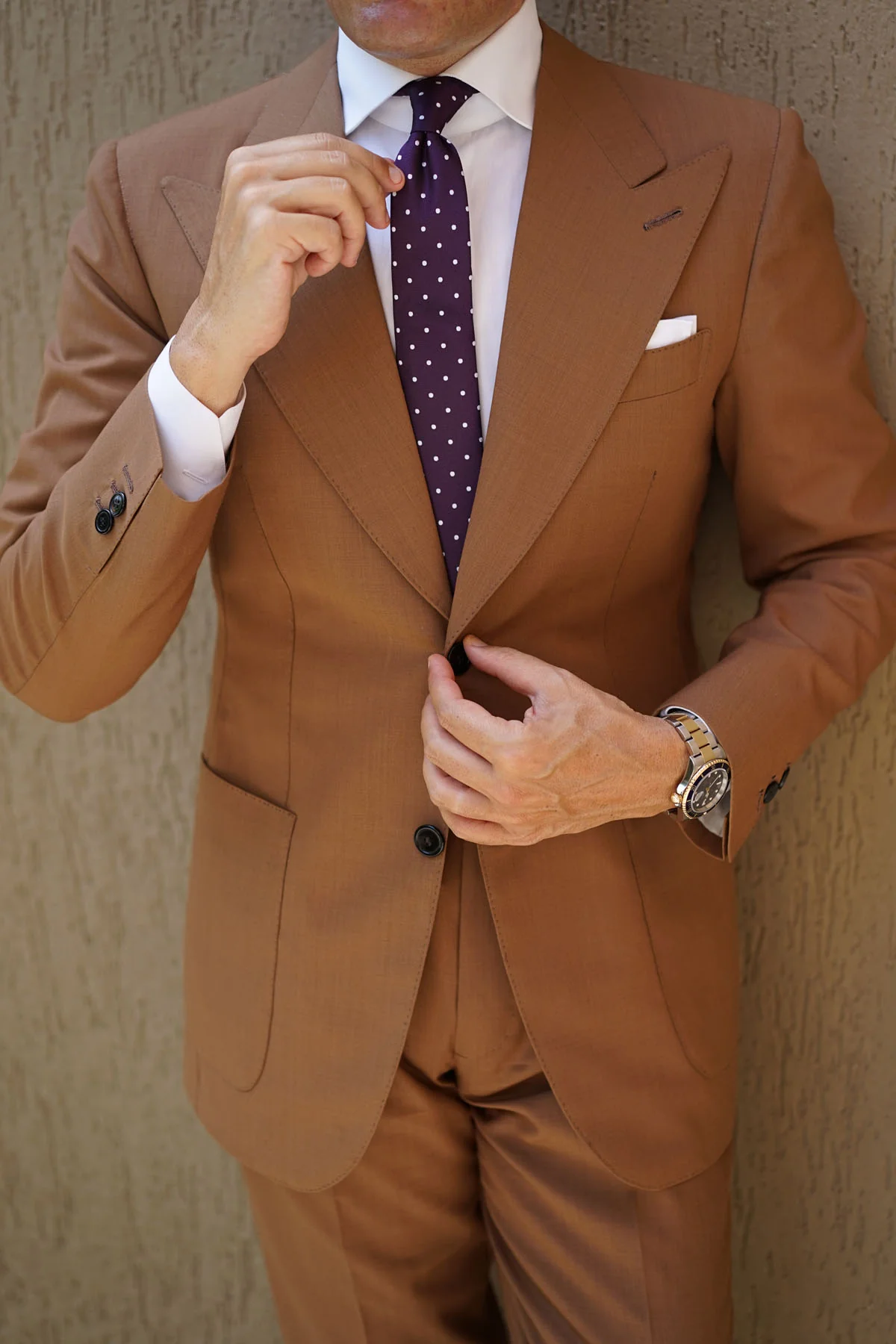 Eggplant Plum Purple with White Polka Dots Skinny Tie - Image 7