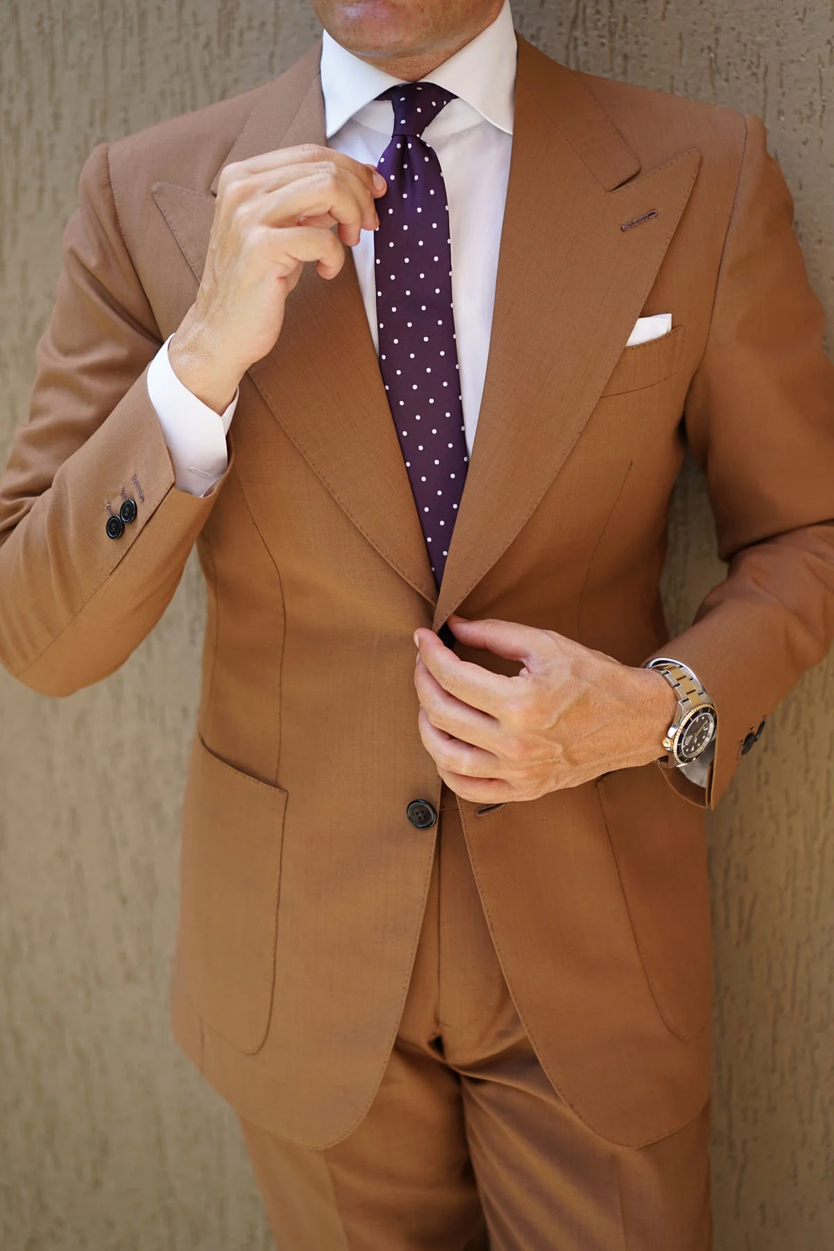 Eggplant Plum Purple with White Polka Dots Skinny Tie - Image 8