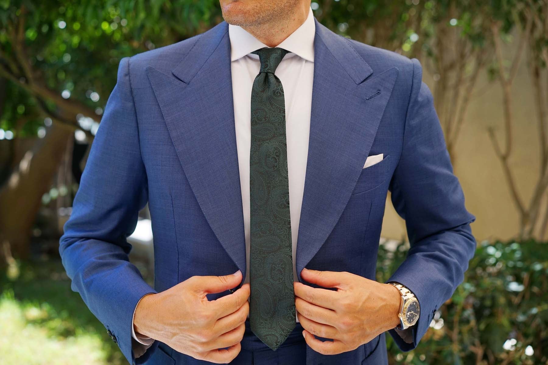 Emerald Green Paisley Skinny Tie - Image 9