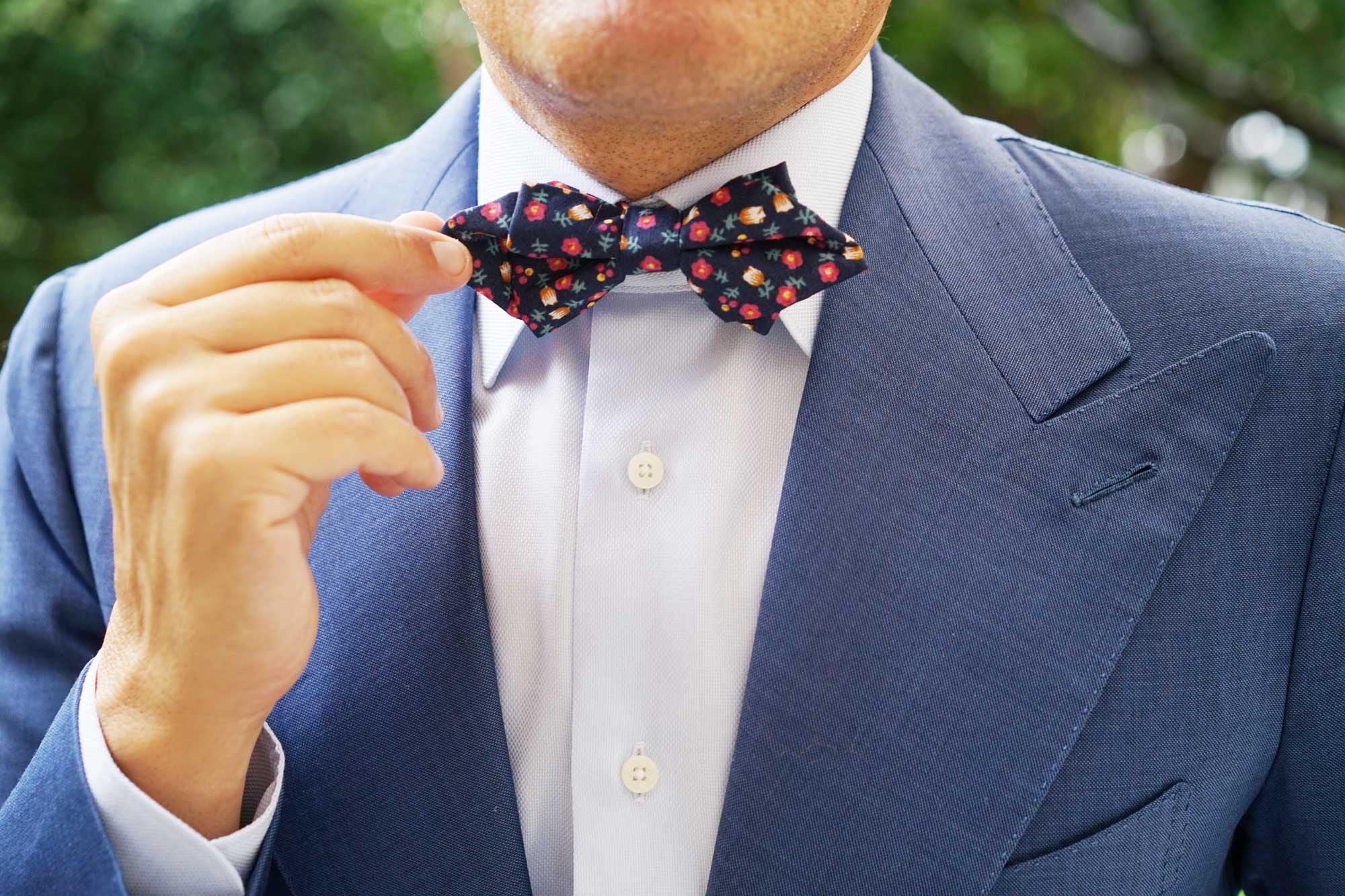 English Dahlias Floral Diamond Bow Tie - Image 9