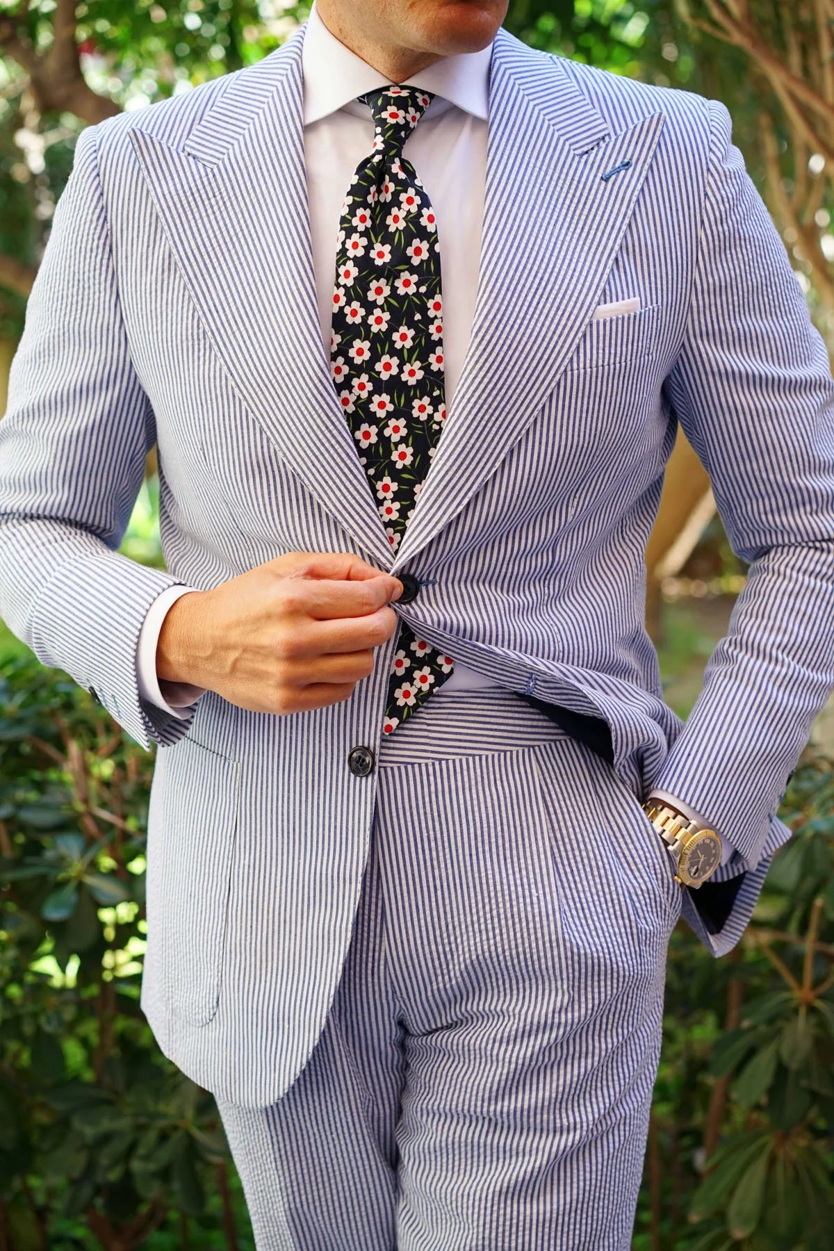 Fijian Midnight Floral Necktie - Image 5