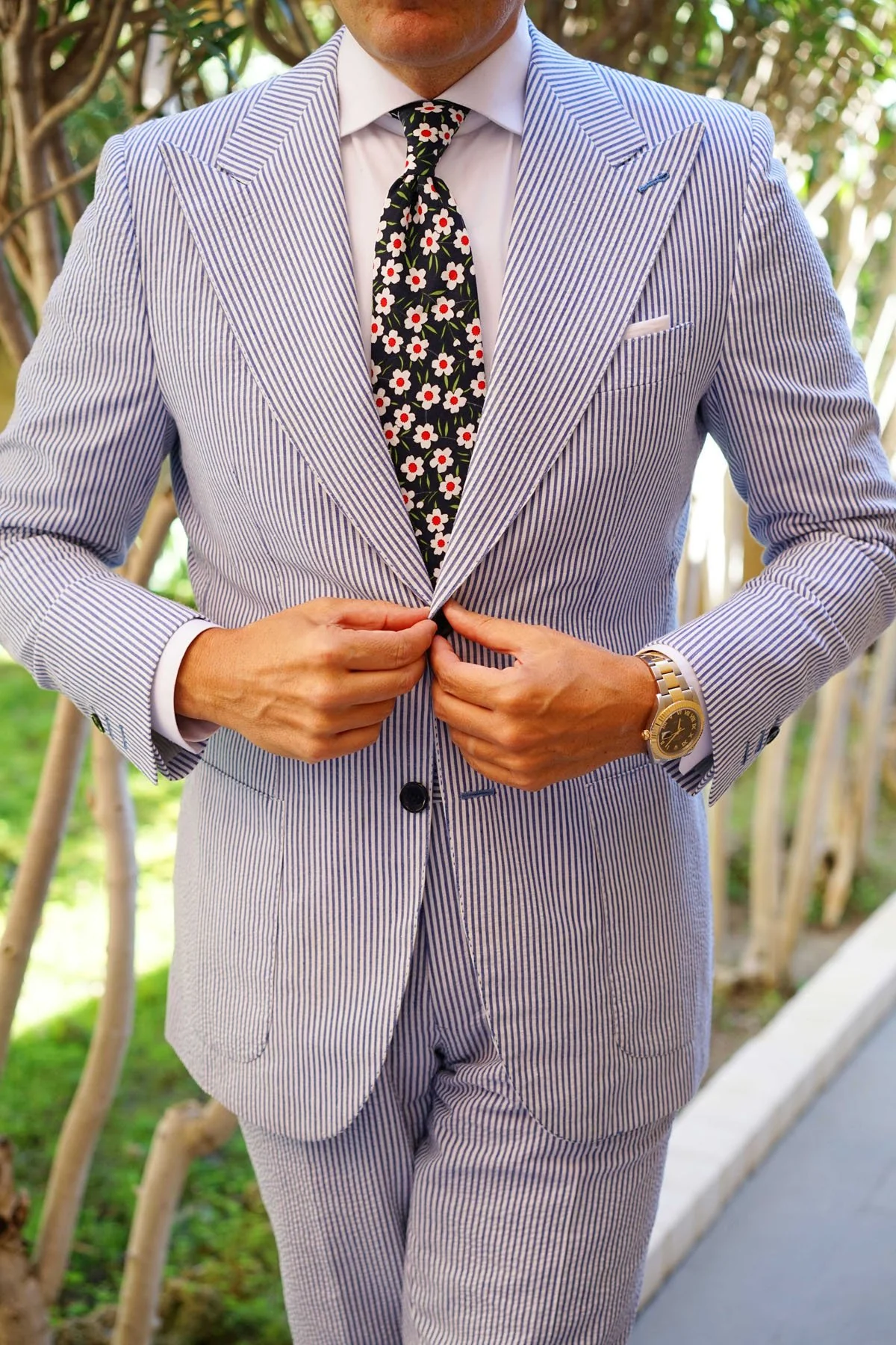 Fijian Midnight Floral Necktie - Image 8