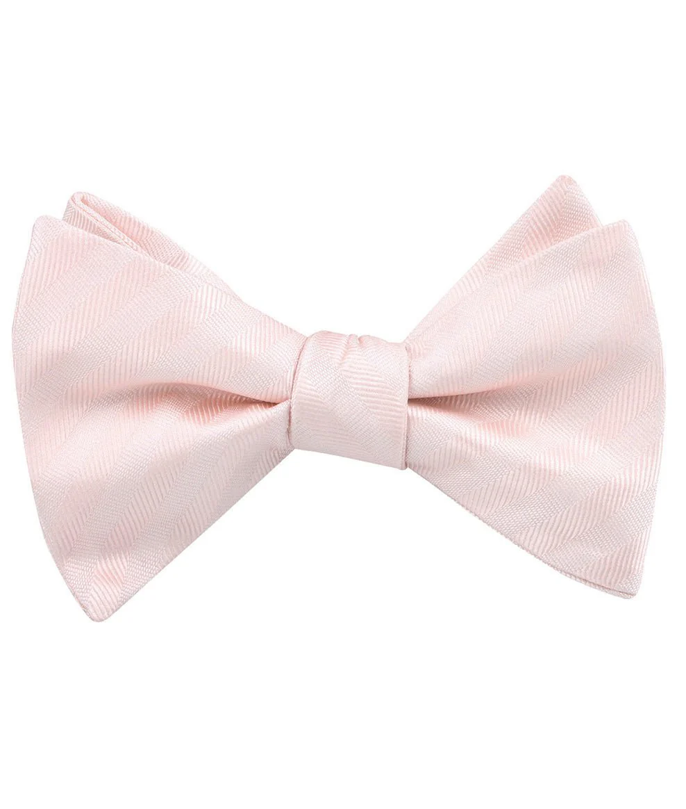 Flamenco Blush Pink Striped Self Bow Tie - Image 2
