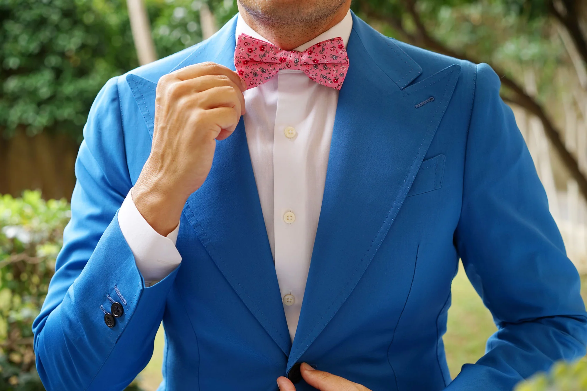 Flamenco Pink Floral Bow Tie - Image 6