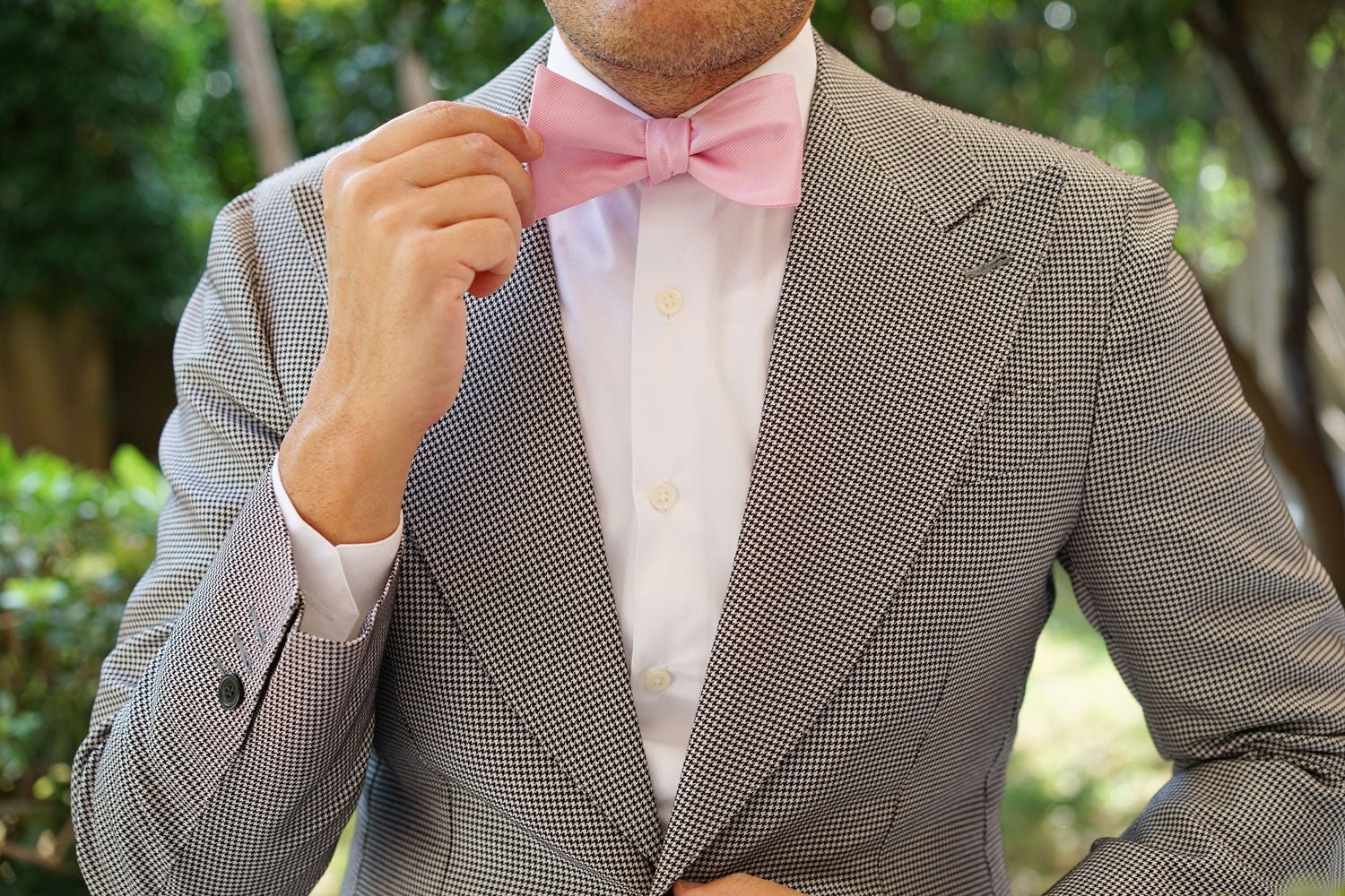 Flamingo Pink Twill Self Bow Tie - Image 5