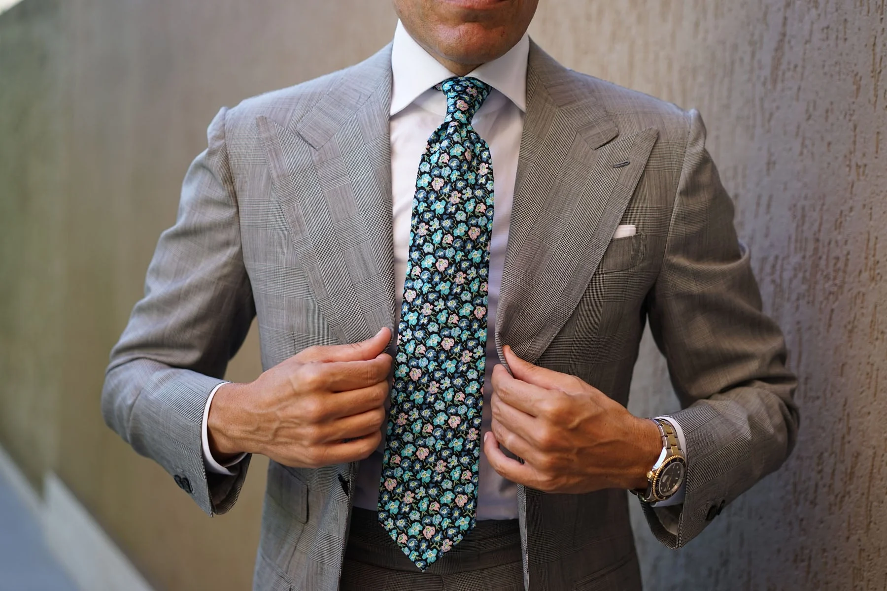 Flax Linum Blue Floral Necktie - Image 10