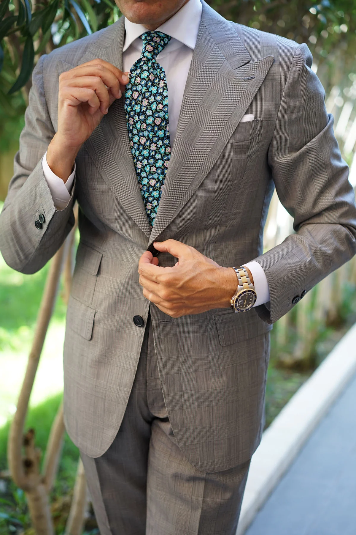 Flax Linum Blue Floral Necktie - Image 11