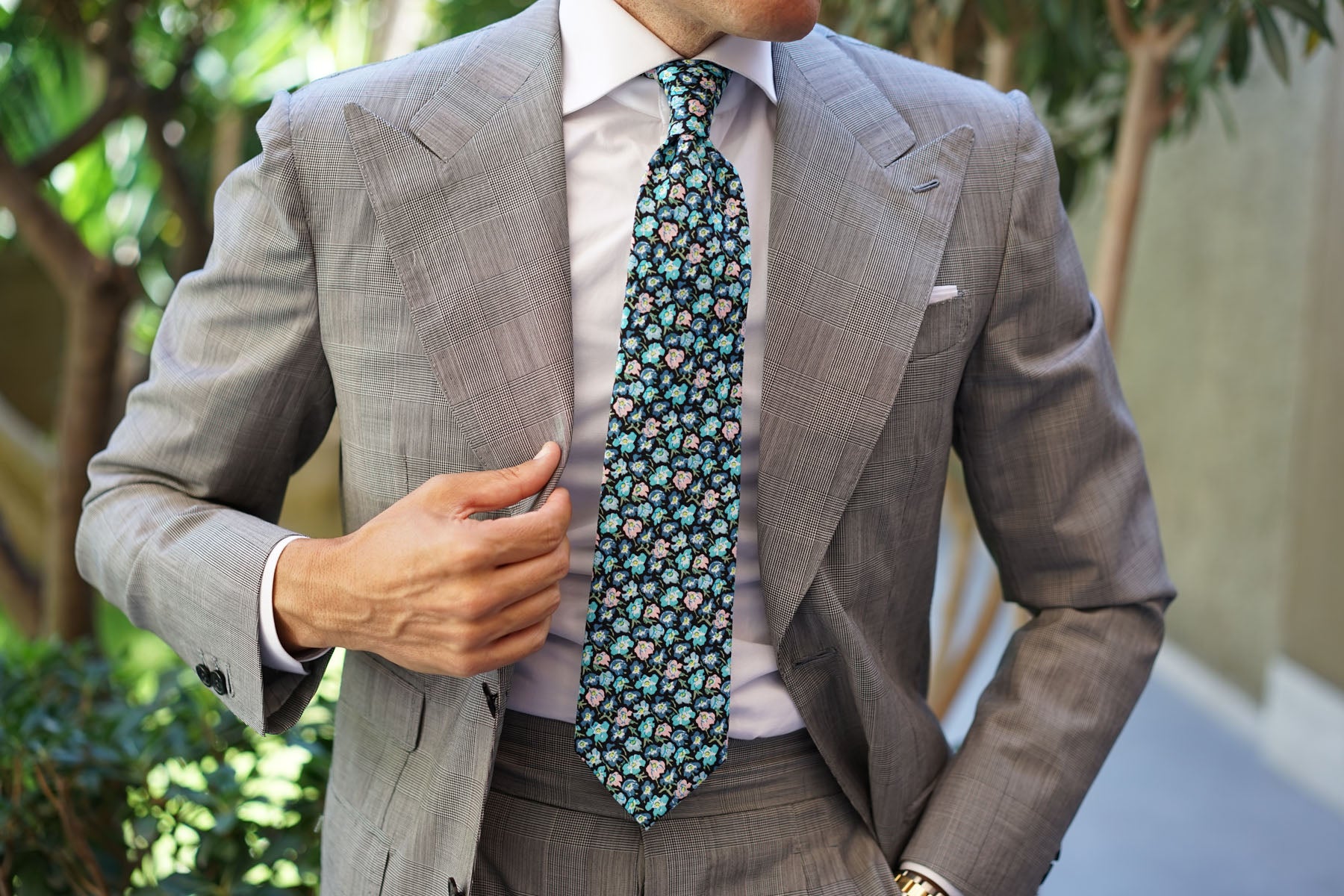 Flax Linum Blue Floral Necktie - Image 12