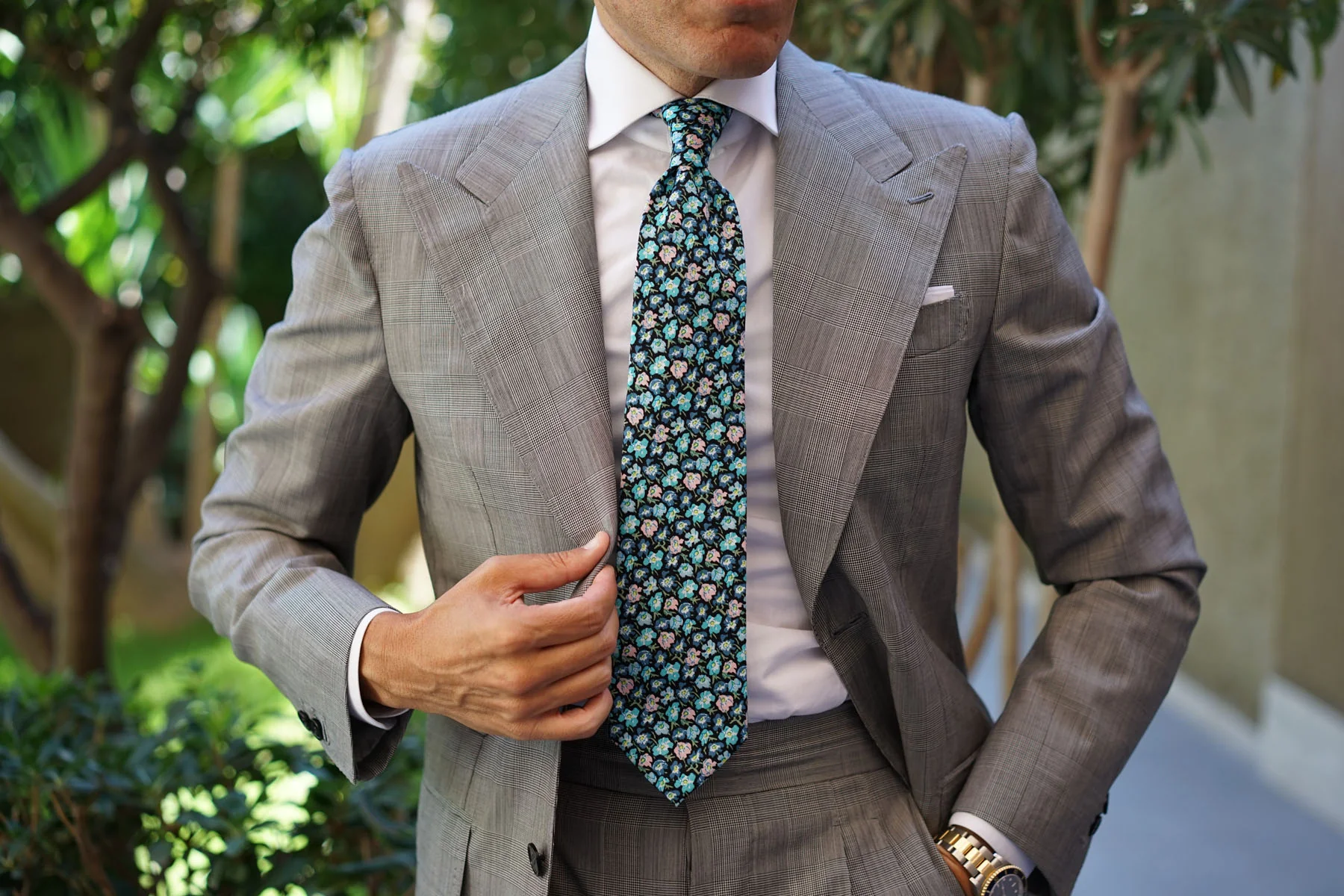 Flax Linum Blue Floral Necktie - Image 6