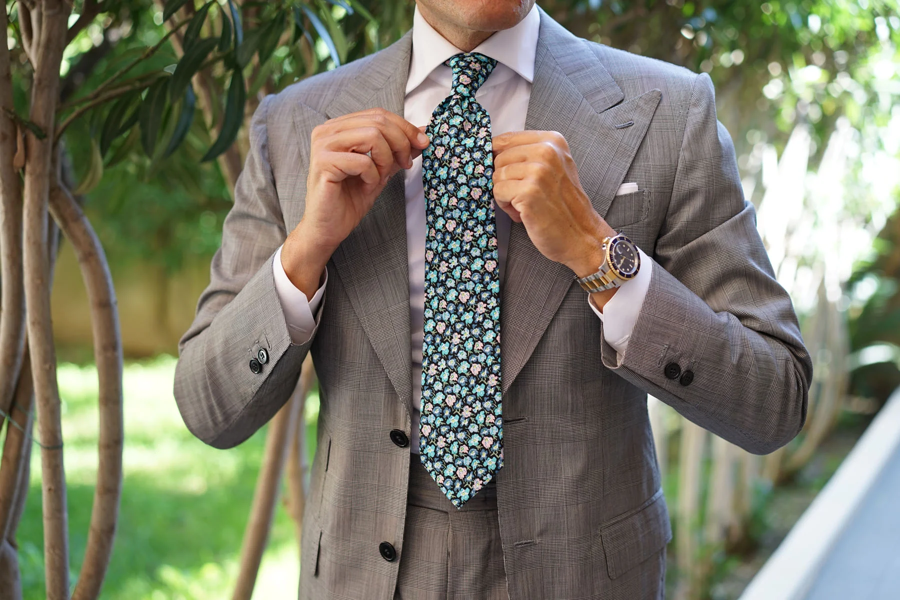 Flax Linum Blue Floral Necktie - Image 9