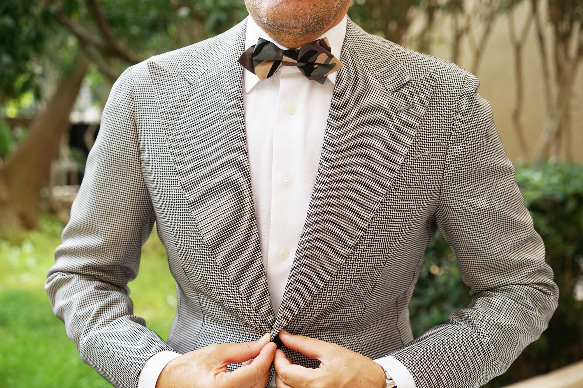 Forest Green Camouflage Diamond Bow Tie - Image 3