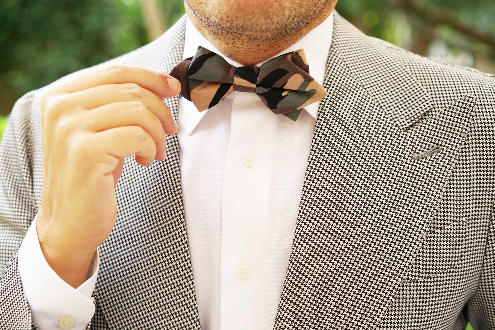 Forest Green Camouflage Diamond Bow Tie - Image 6