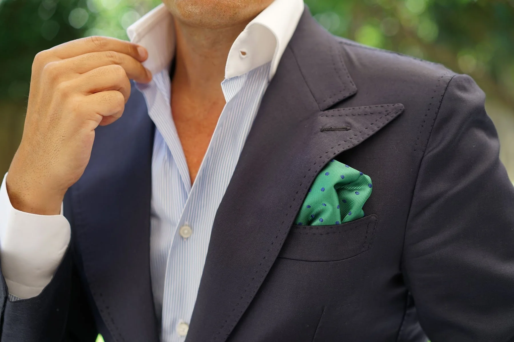 Forest Green Dark Polkadot Pocket Square - Image 5