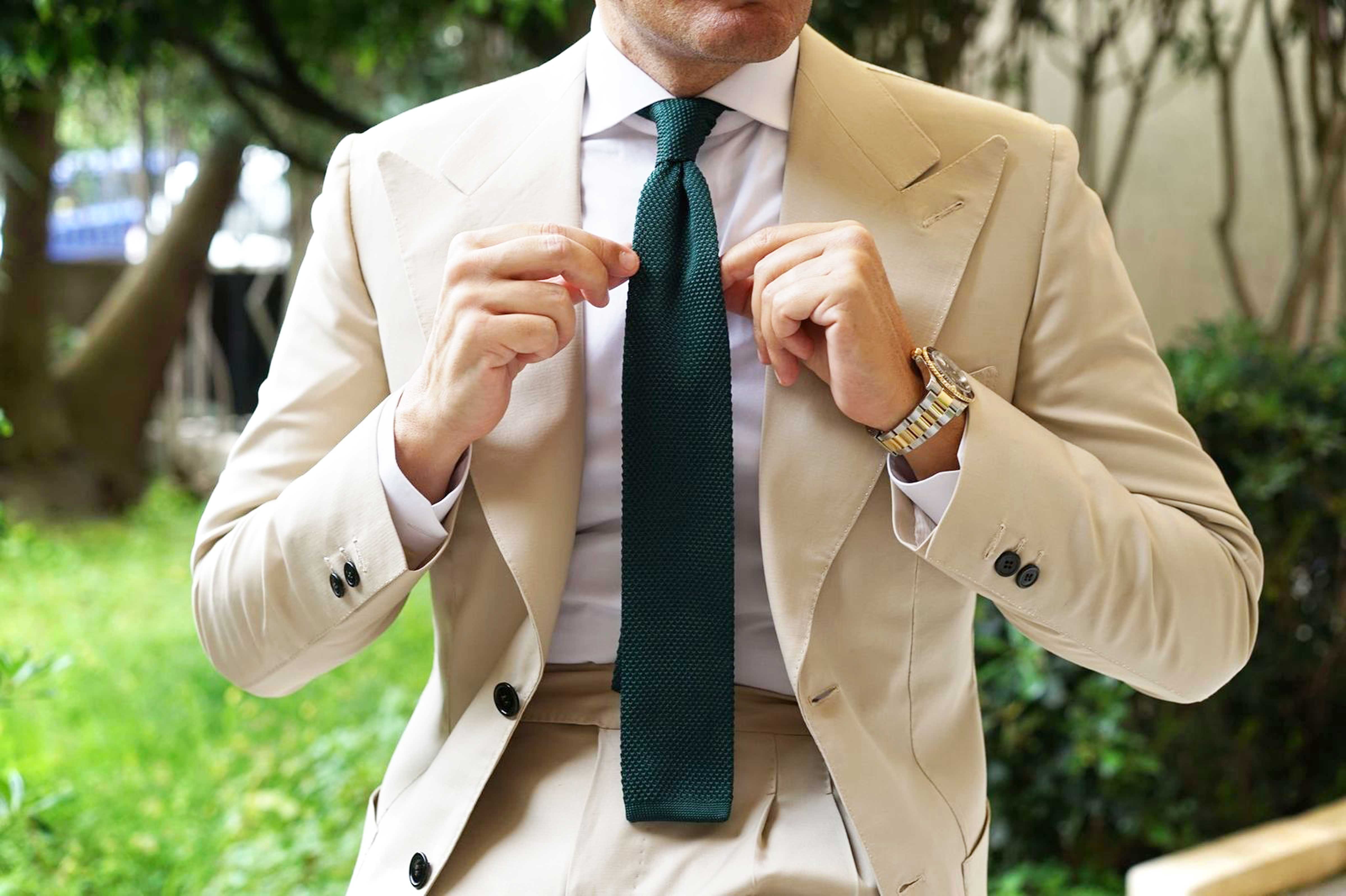 Forest Green Knitted Tie - Image 3