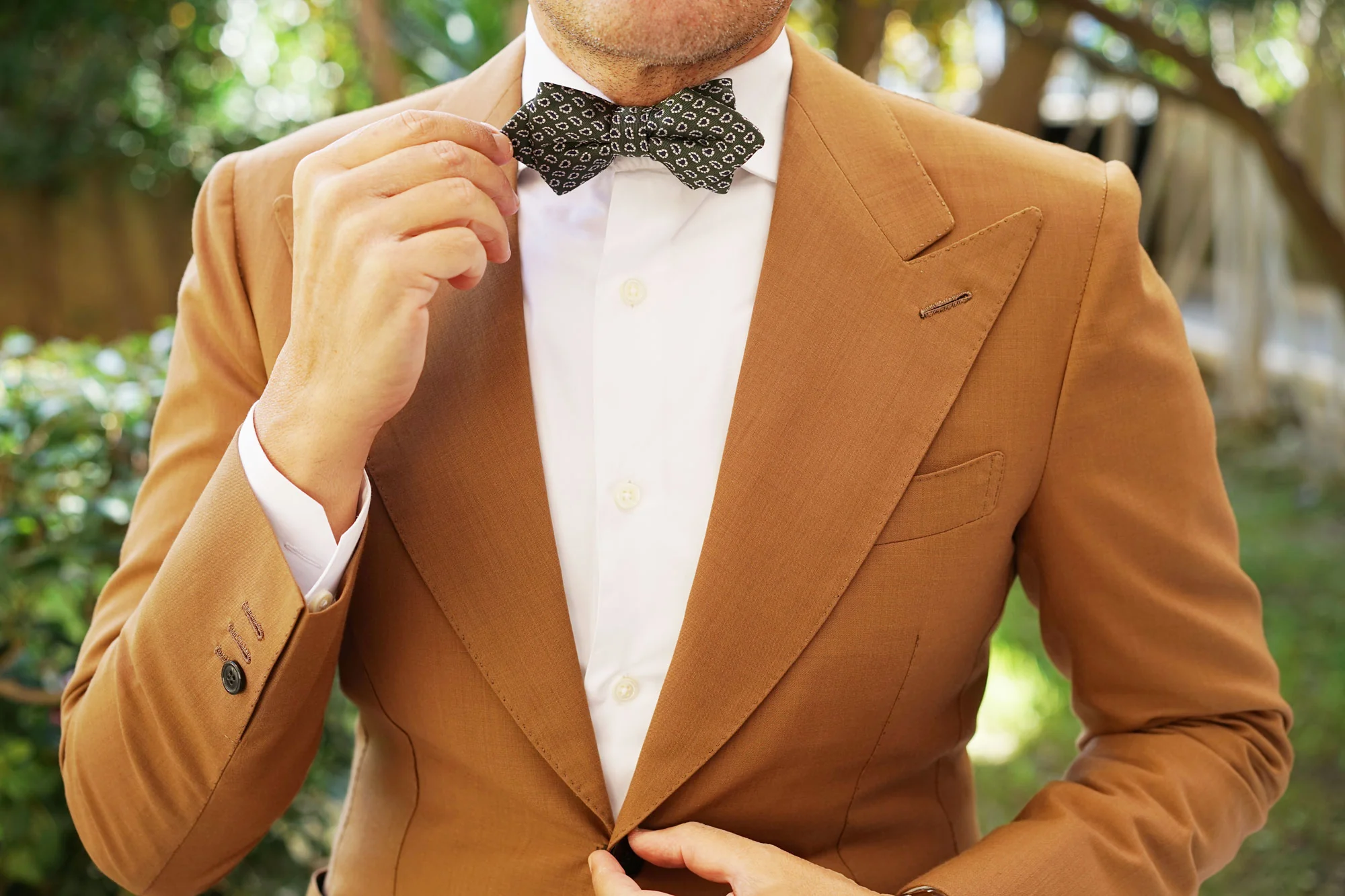 Forest Green Paisley Diamond Bow Tie - Image 7