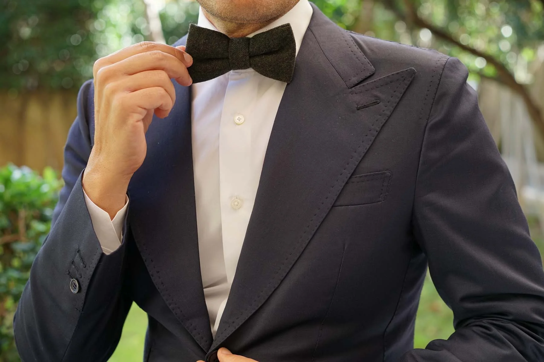 Forest Romney Sharkskin Wool Bow Tie - Image 5