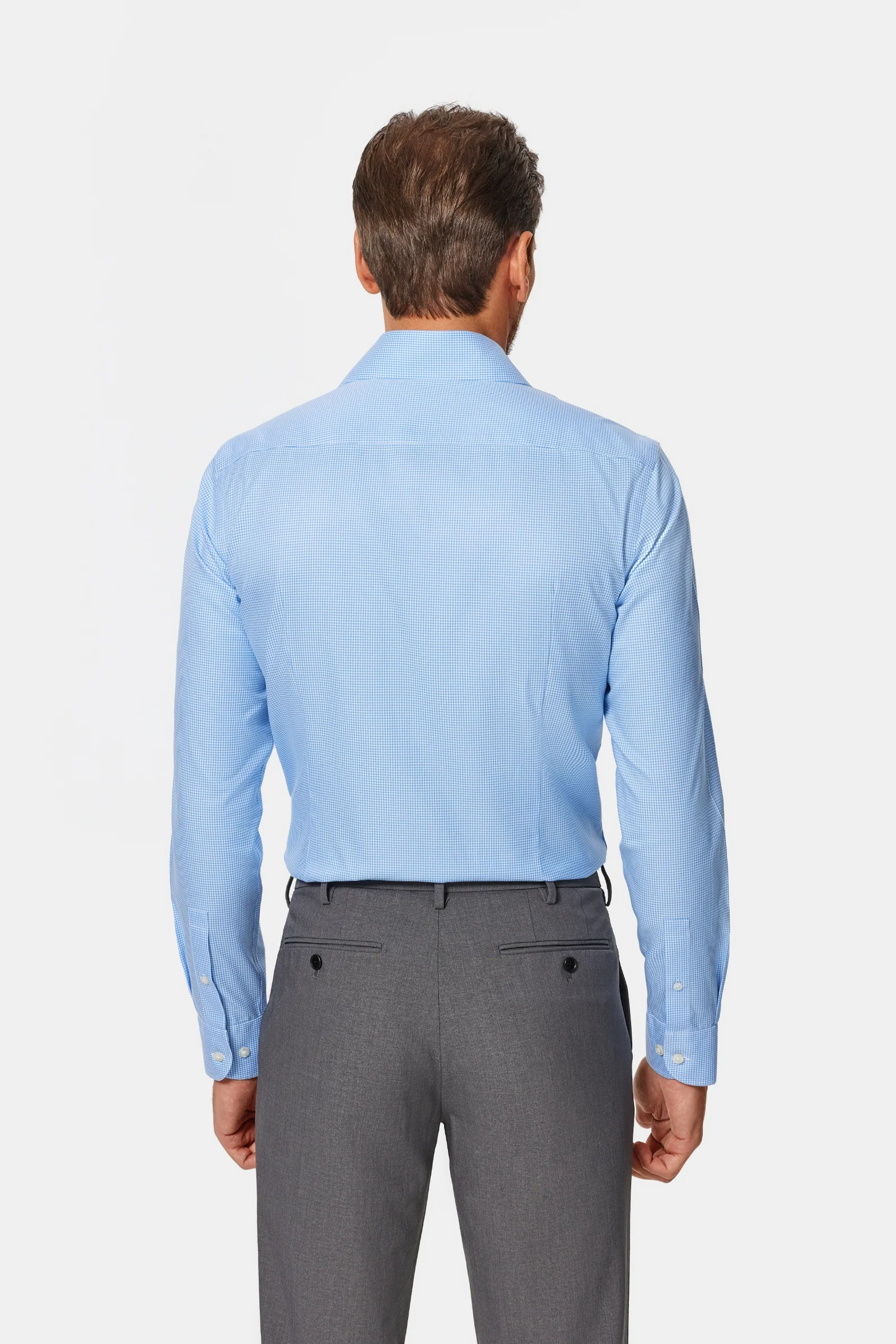 Gekko Gingham Blue Twill Non-Iron Shirt - Image 11