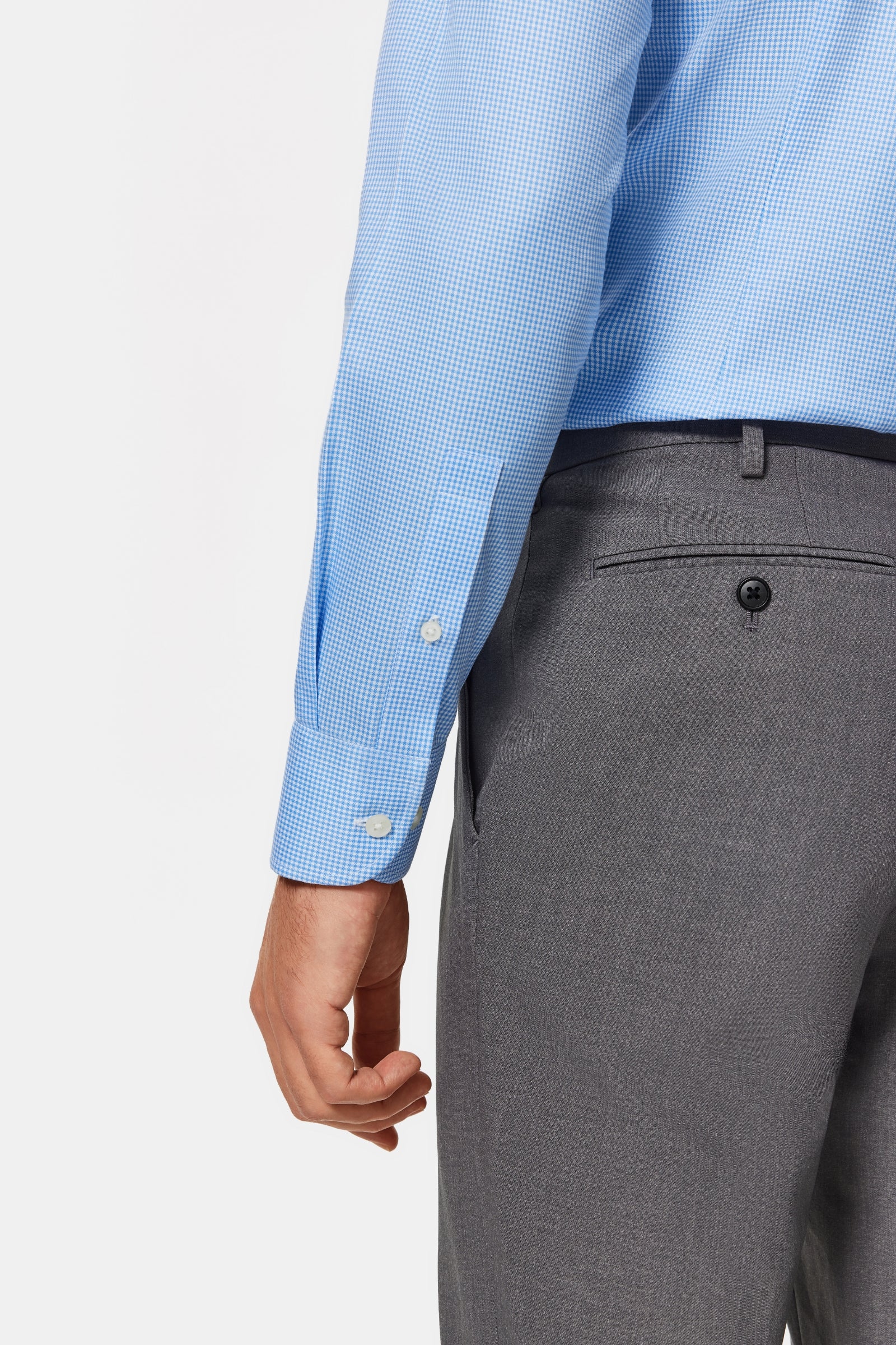 Gekko Gingham Blue Twill Non-Iron Shirt - Image 12