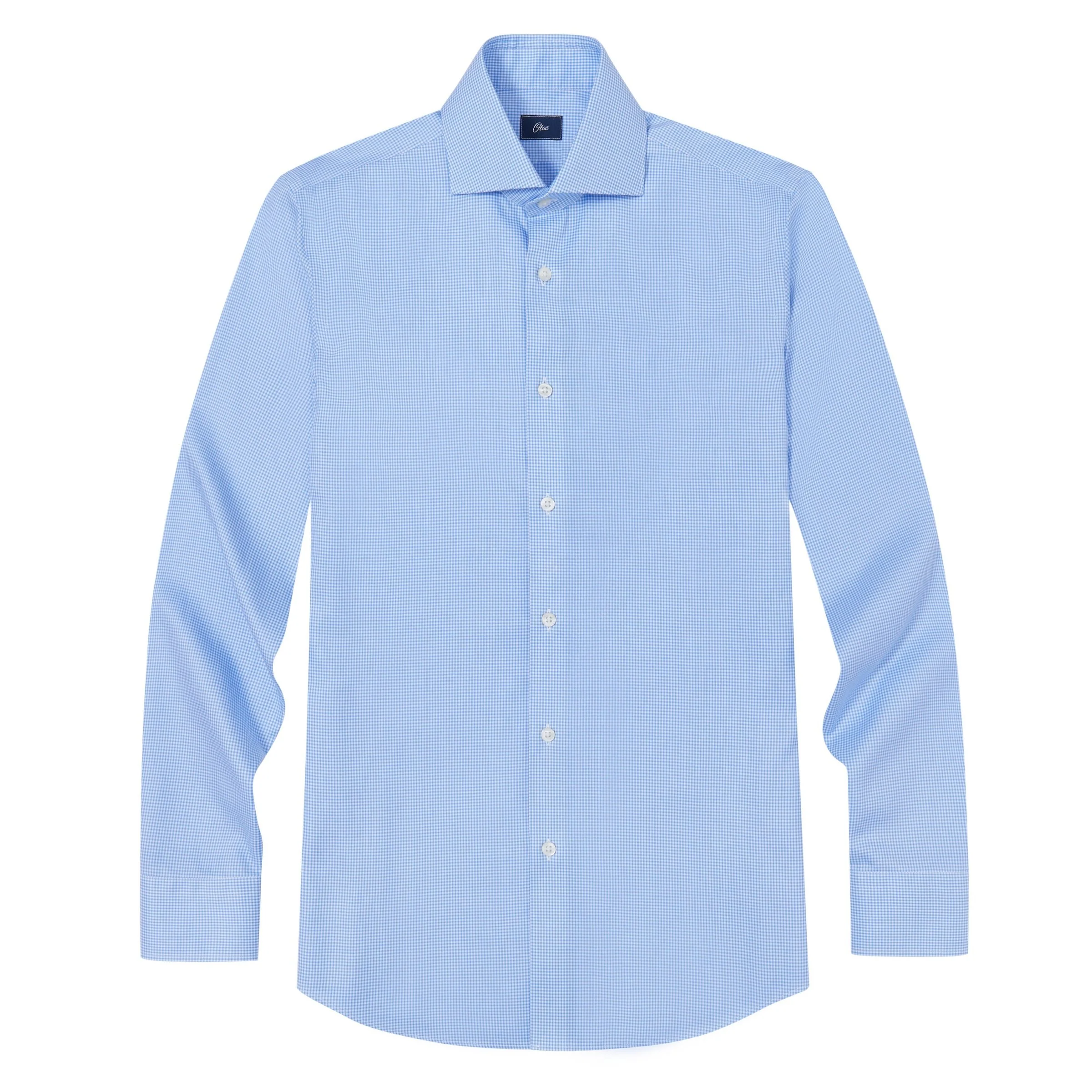 Gekko Gingham Blue Twill Non-Iron Shirt - Image 6