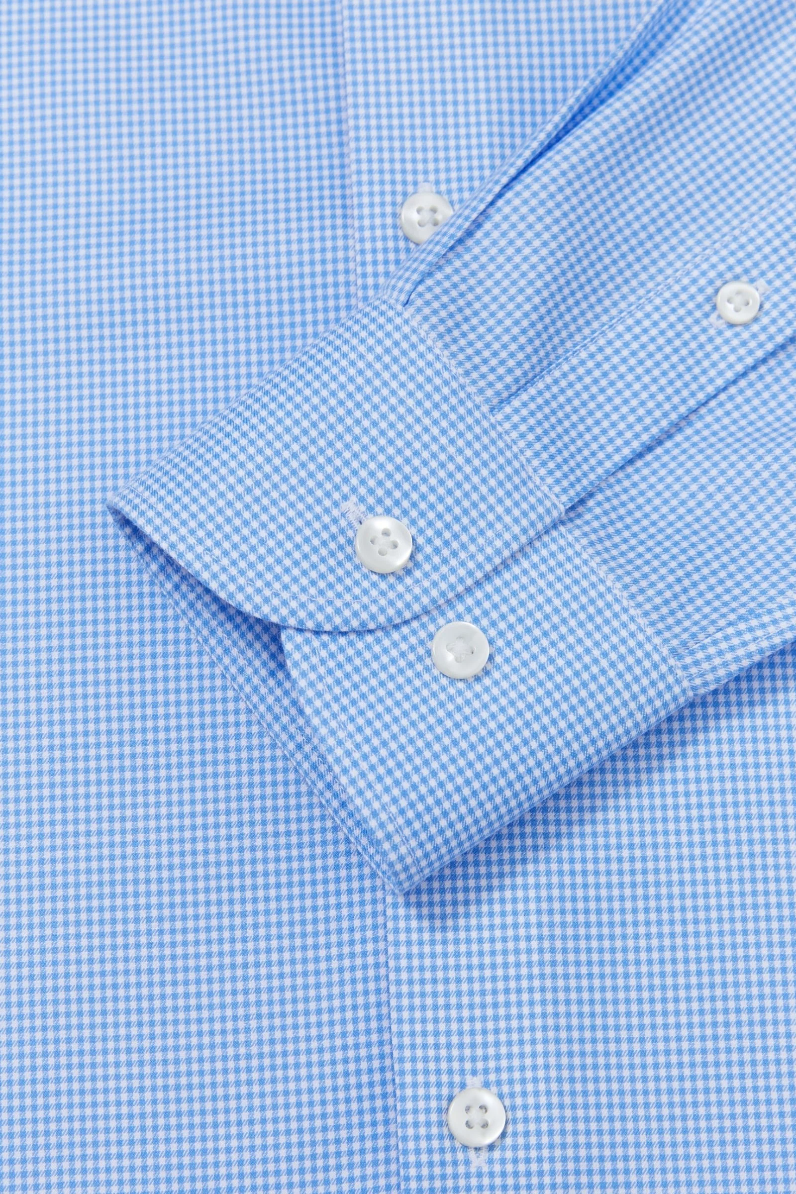 Gekko Gingham Blue Twill Non-Iron Shirt - Image 8