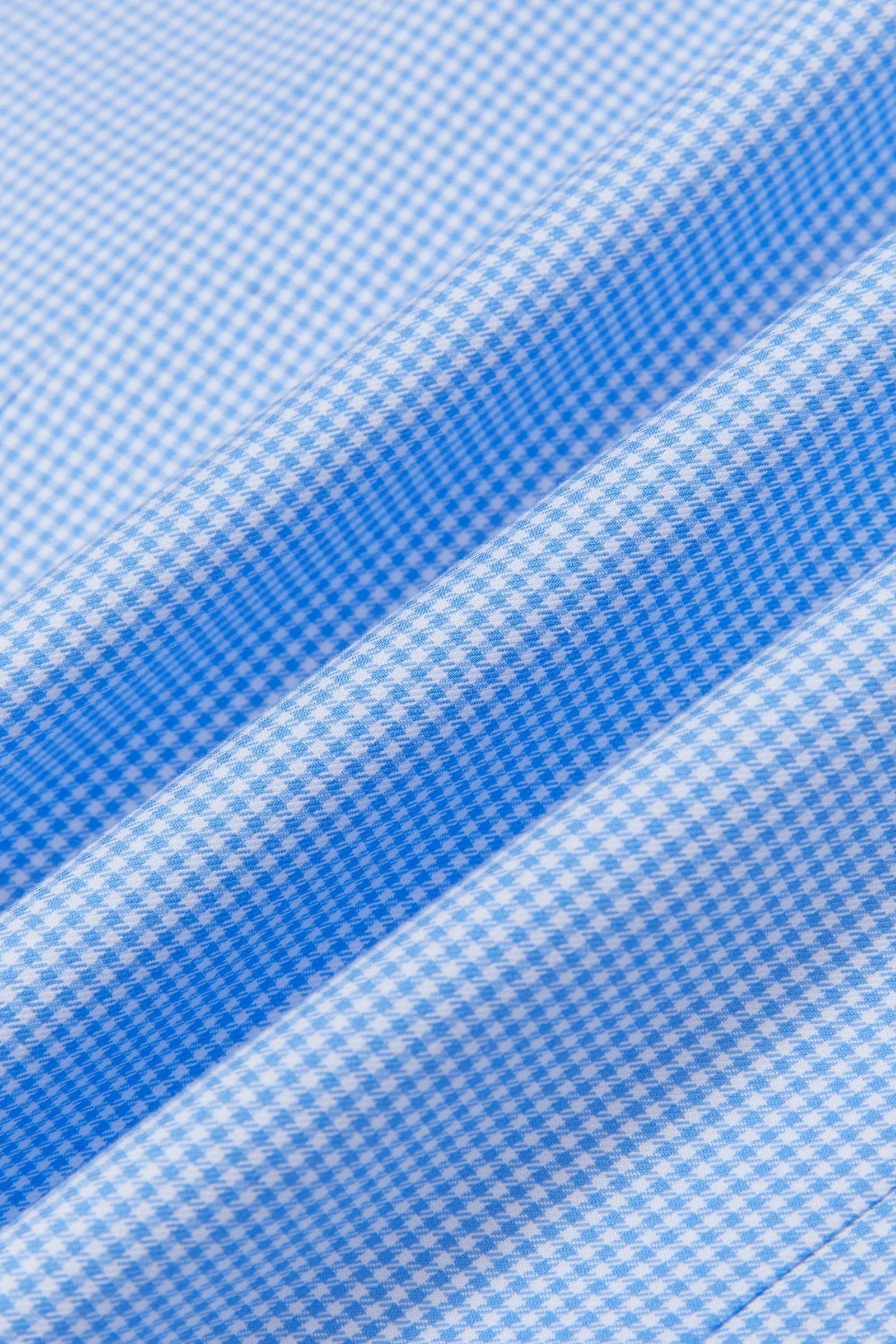 Gekko Gingham Blue Twill Non-Iron Shirt - Image 9