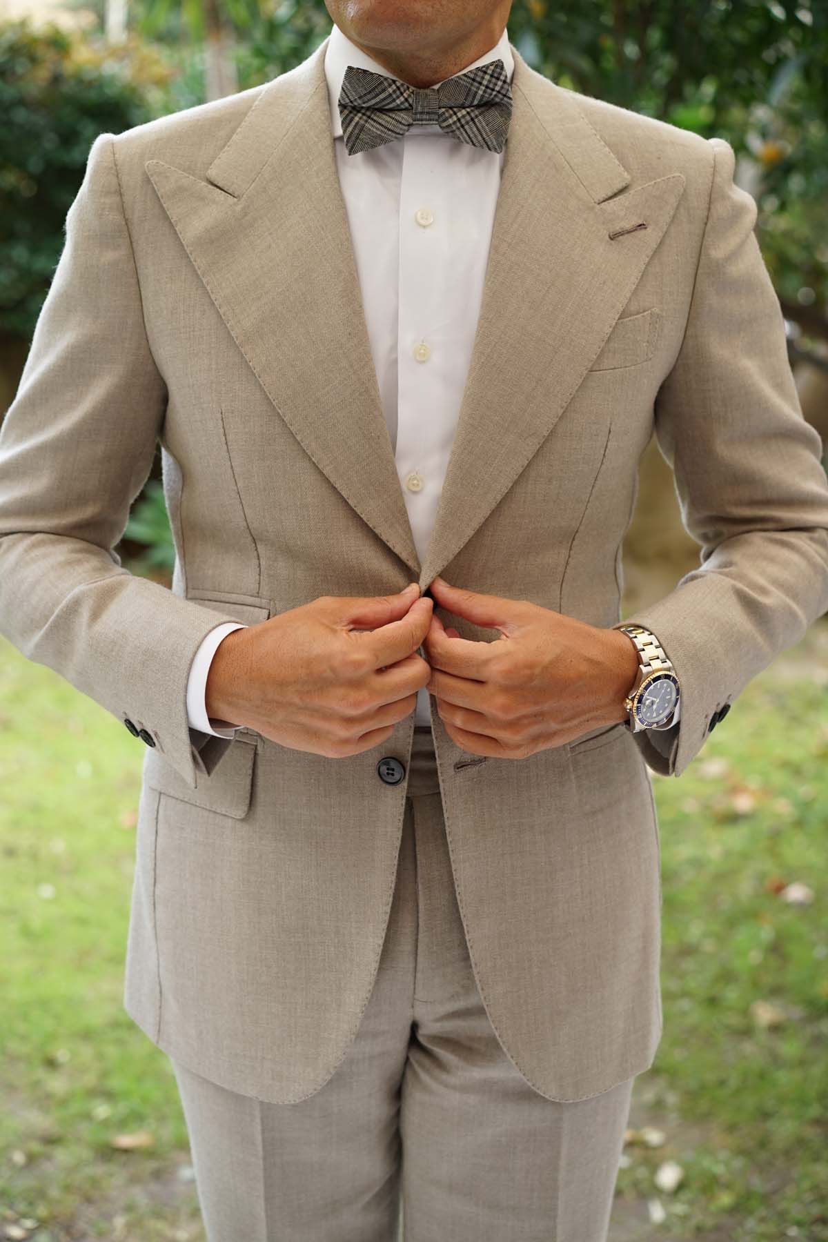 Gray Glenurquhart Linen Bow Tie - Image 4
