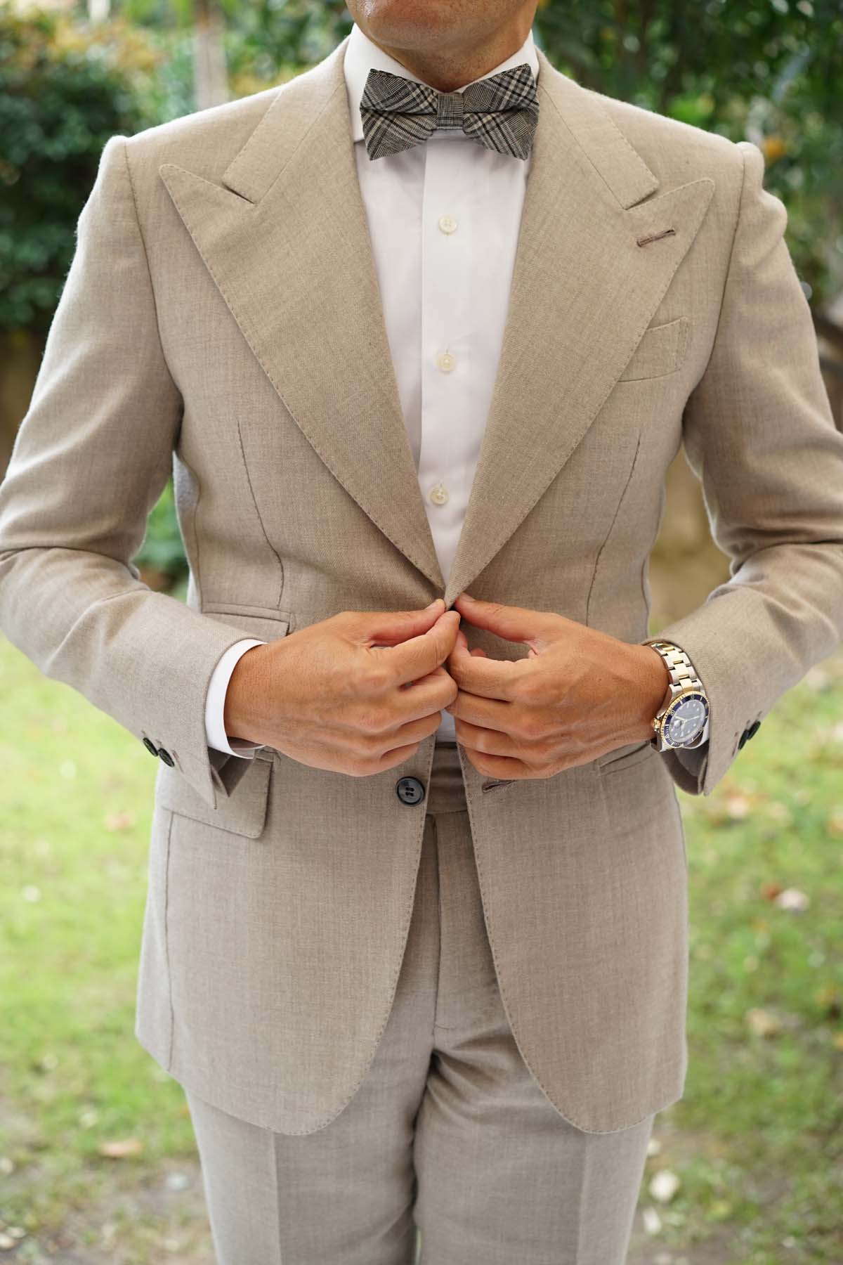 Gray Glenurquhart Linen Bow Tie - Image 7