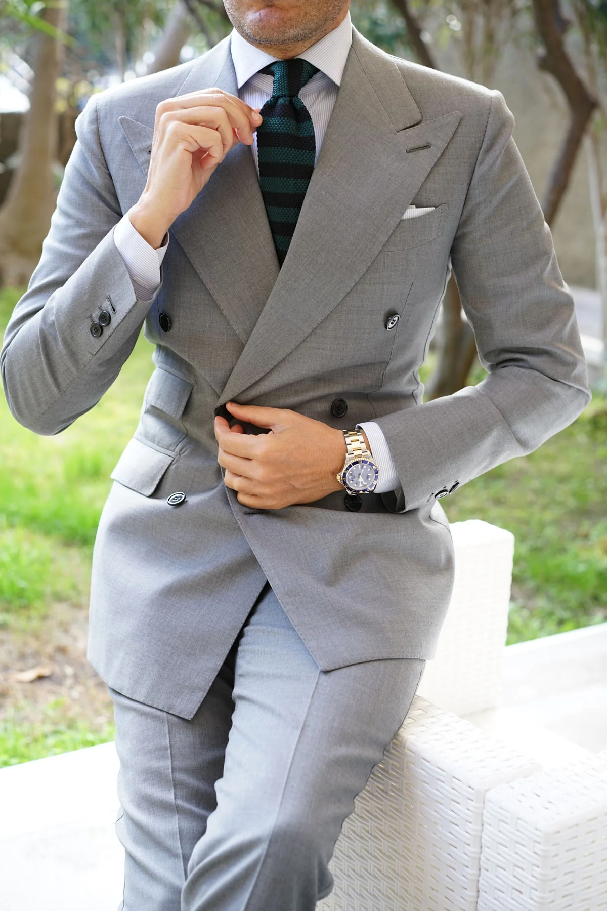 Green Mamba Striped Knitted Tie - Image 4