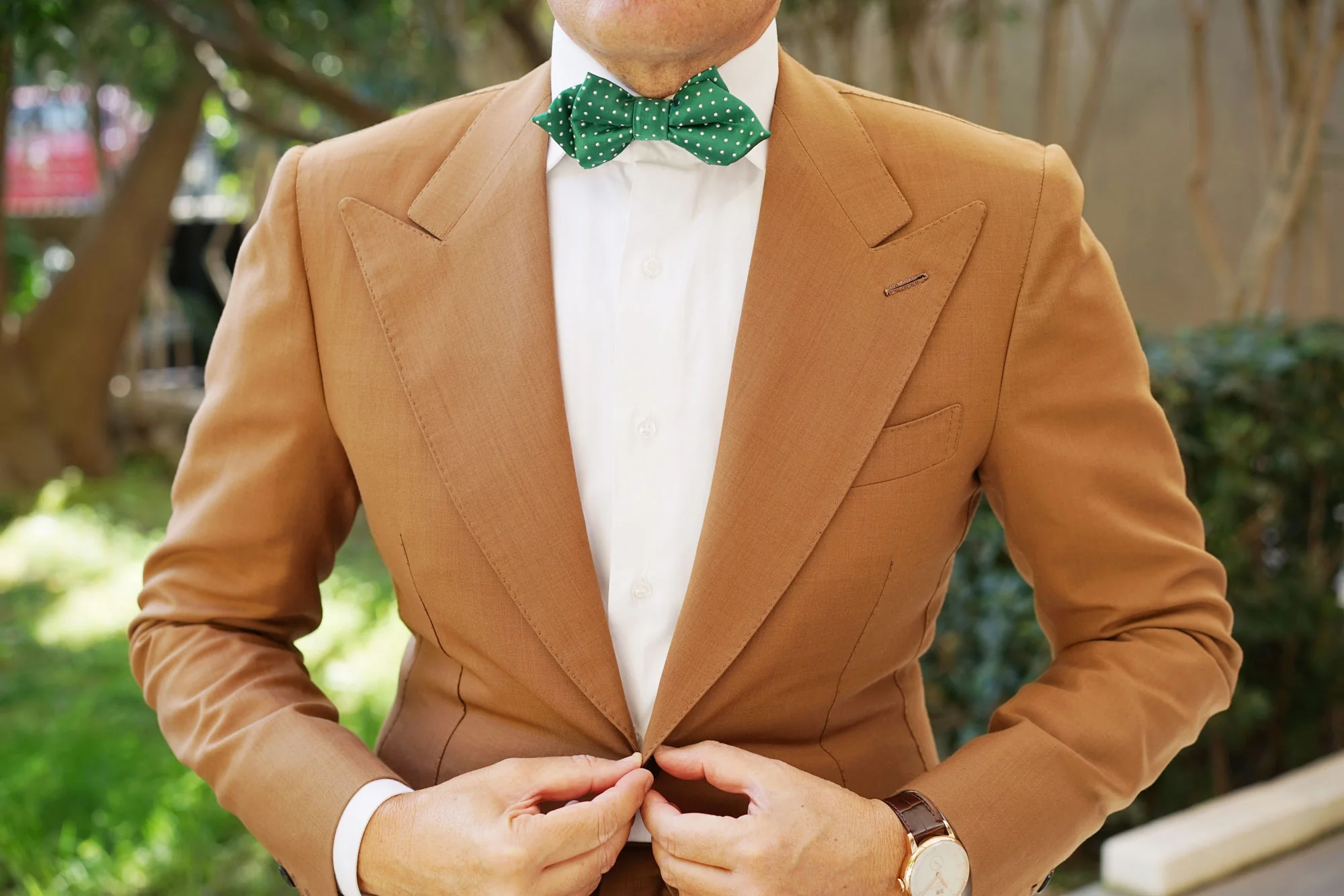 Green Polka Dot Diamond Bow Tie - Image 3