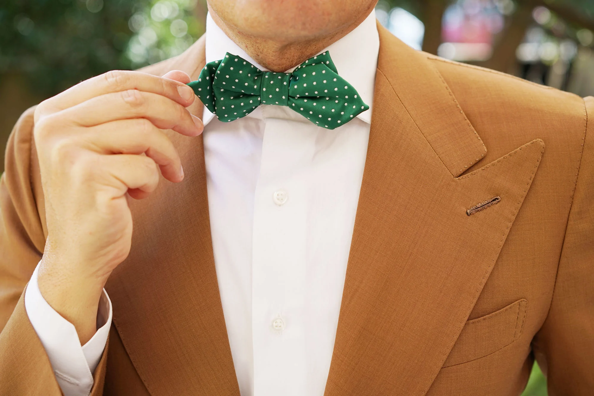 Green Polka Dot Diamond Bow Tie - Image 7