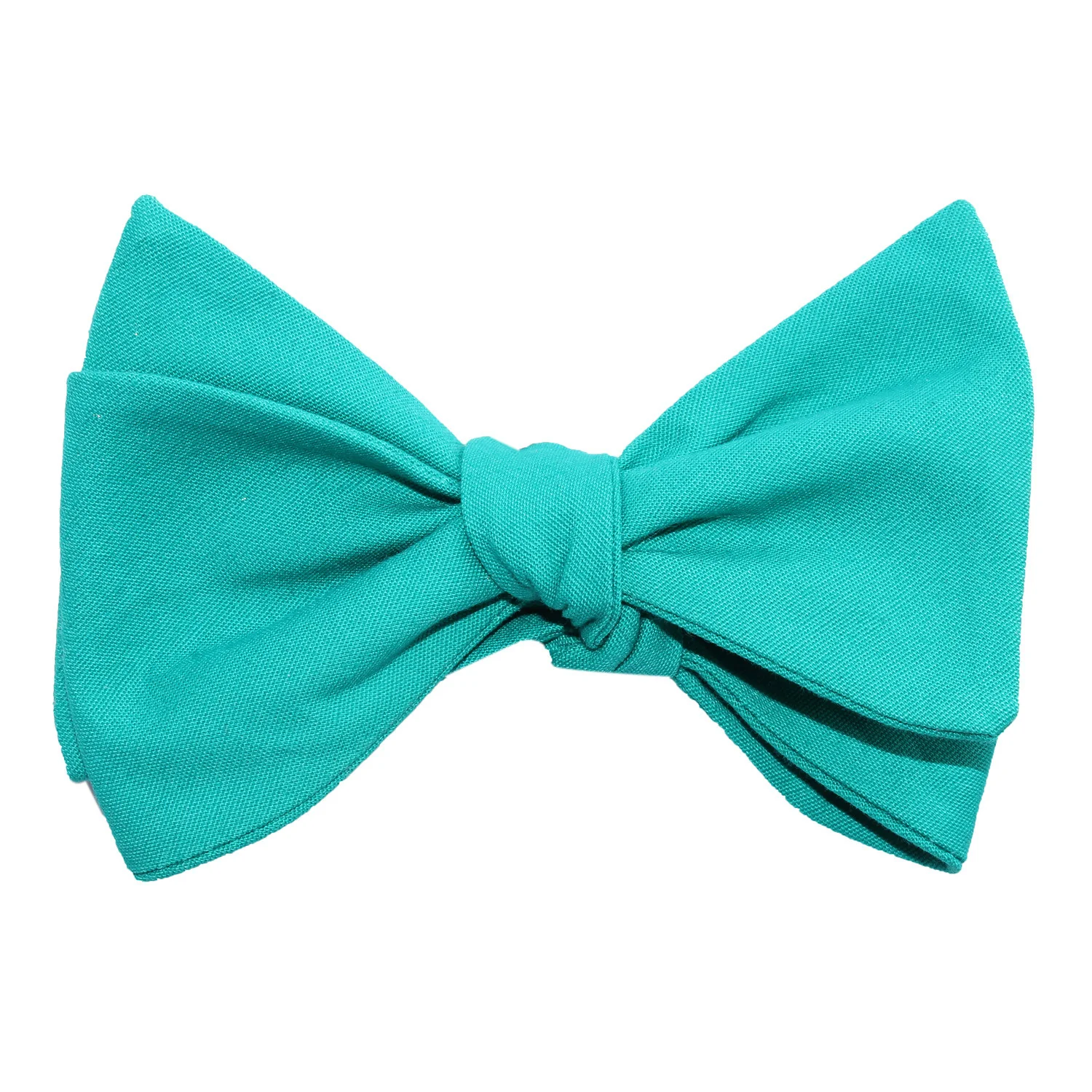 Green Teal Cotton Self Tie Bow Tie - Image 3