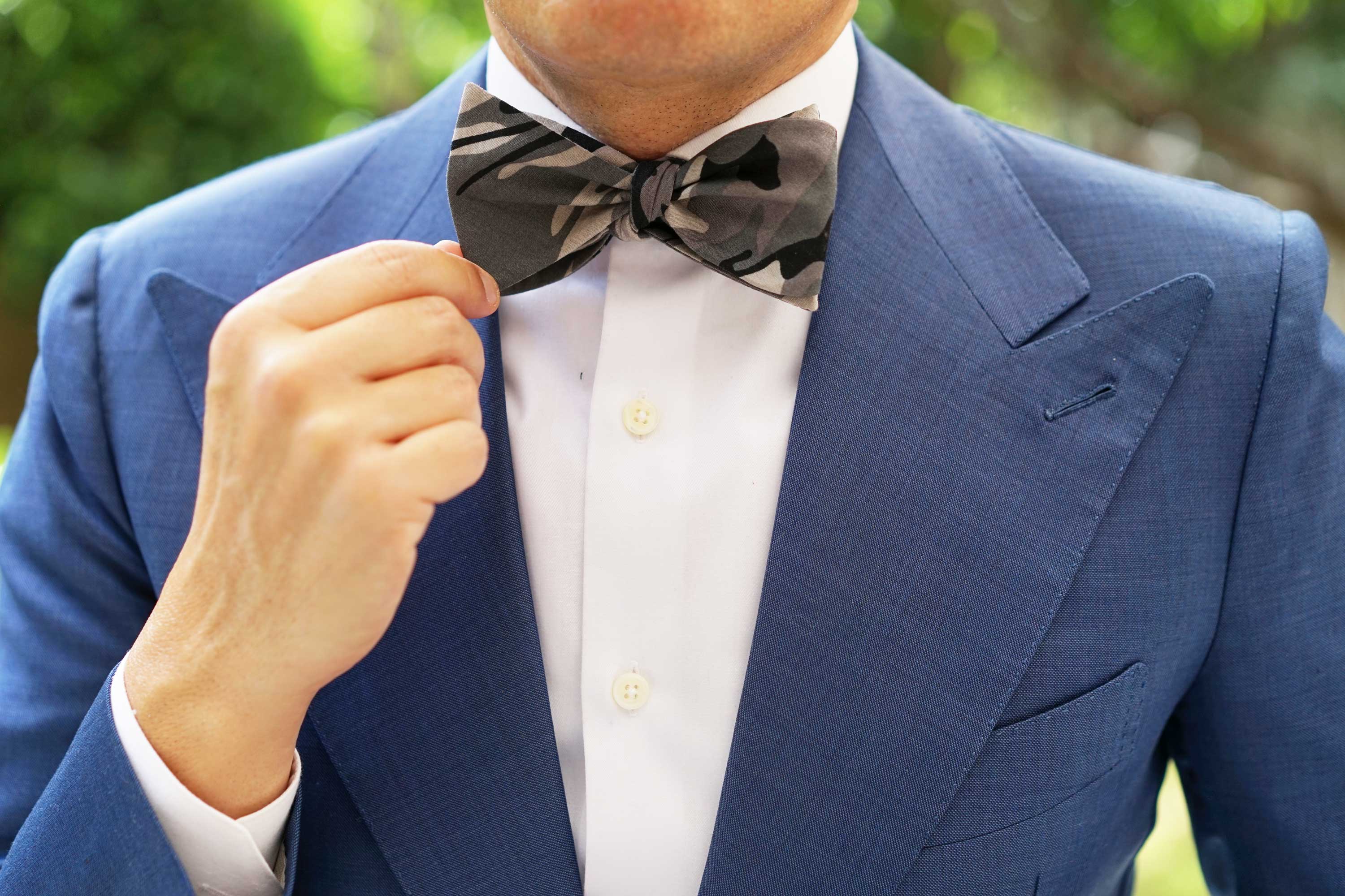 Grey Camo Self Bow Tie - Image 10