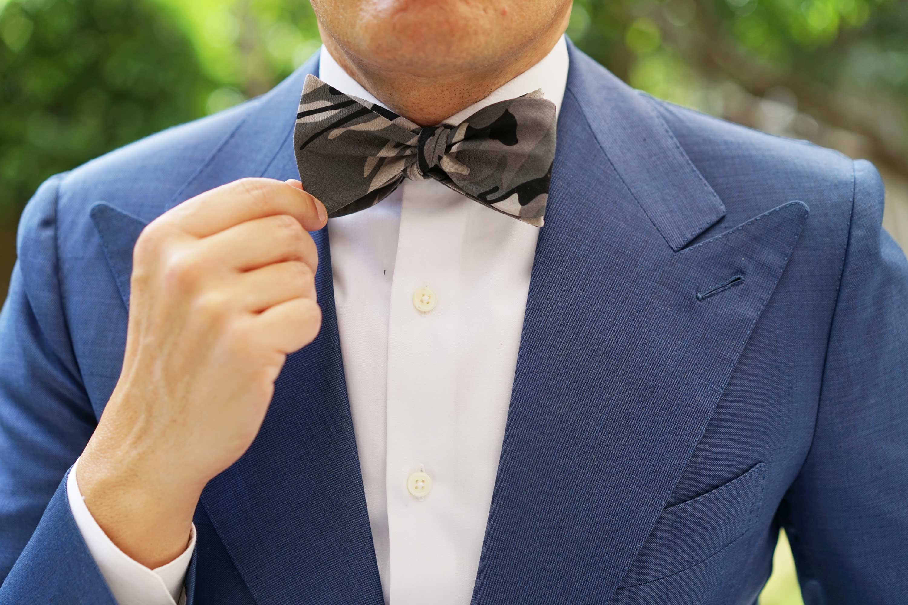 Grey Camo Self Bow Tie - Image 7