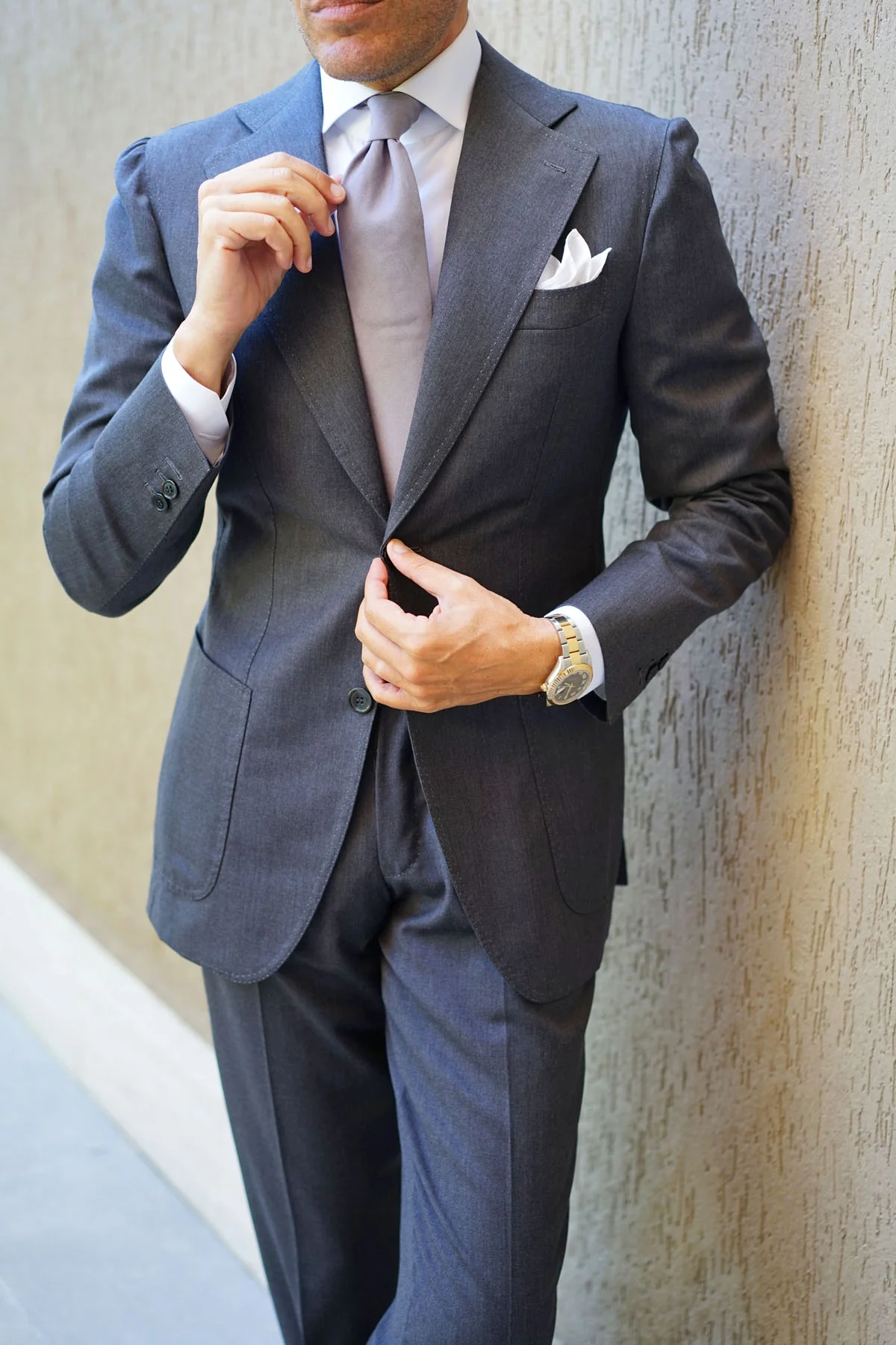 Grey Slub Linen Necktie - Image 12