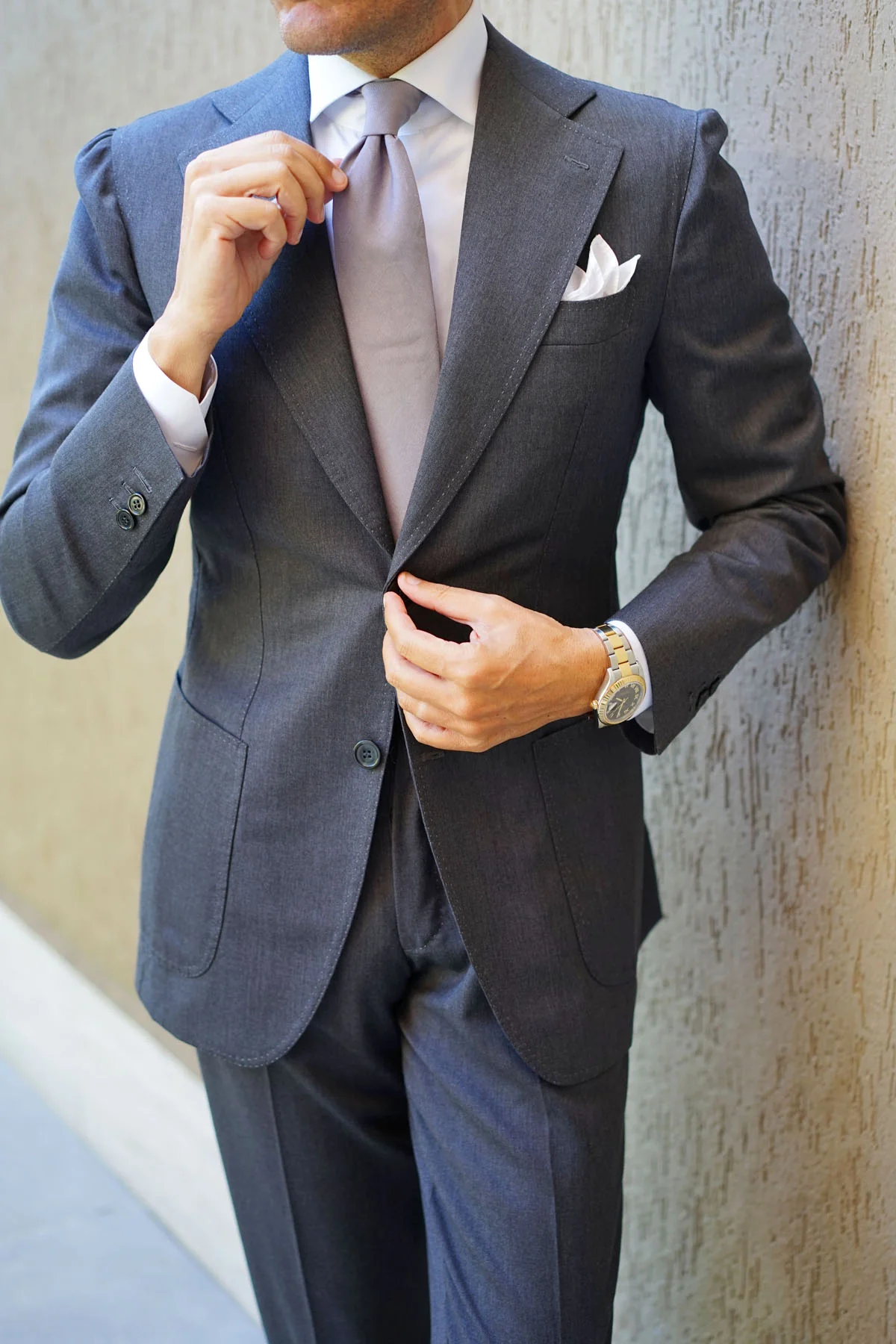 Grey Slub Linen Necktie - Image 8