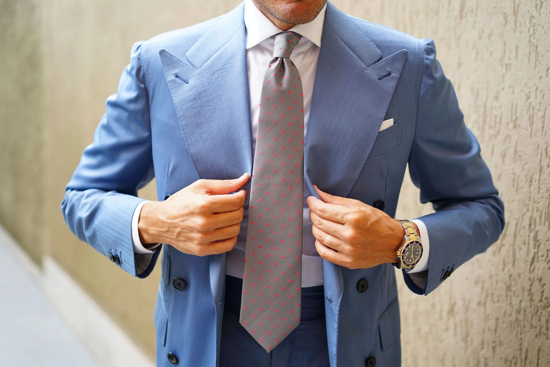 Grey with Hot Pink Polka Dots Necktie - Image 11