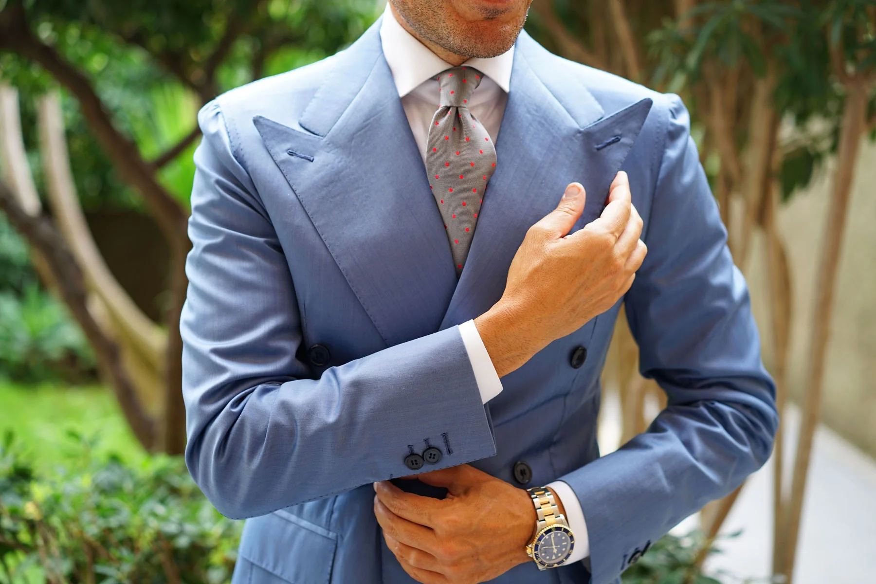 Grey with Hot Pink Polka Dots Necktie - Image 12