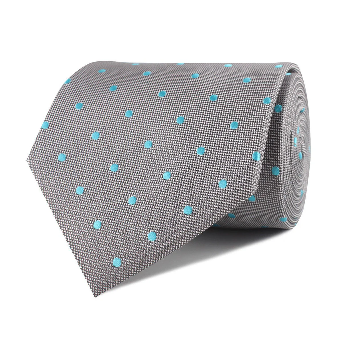Grey with Mint Blue Polka Dots Necktie - Image 2