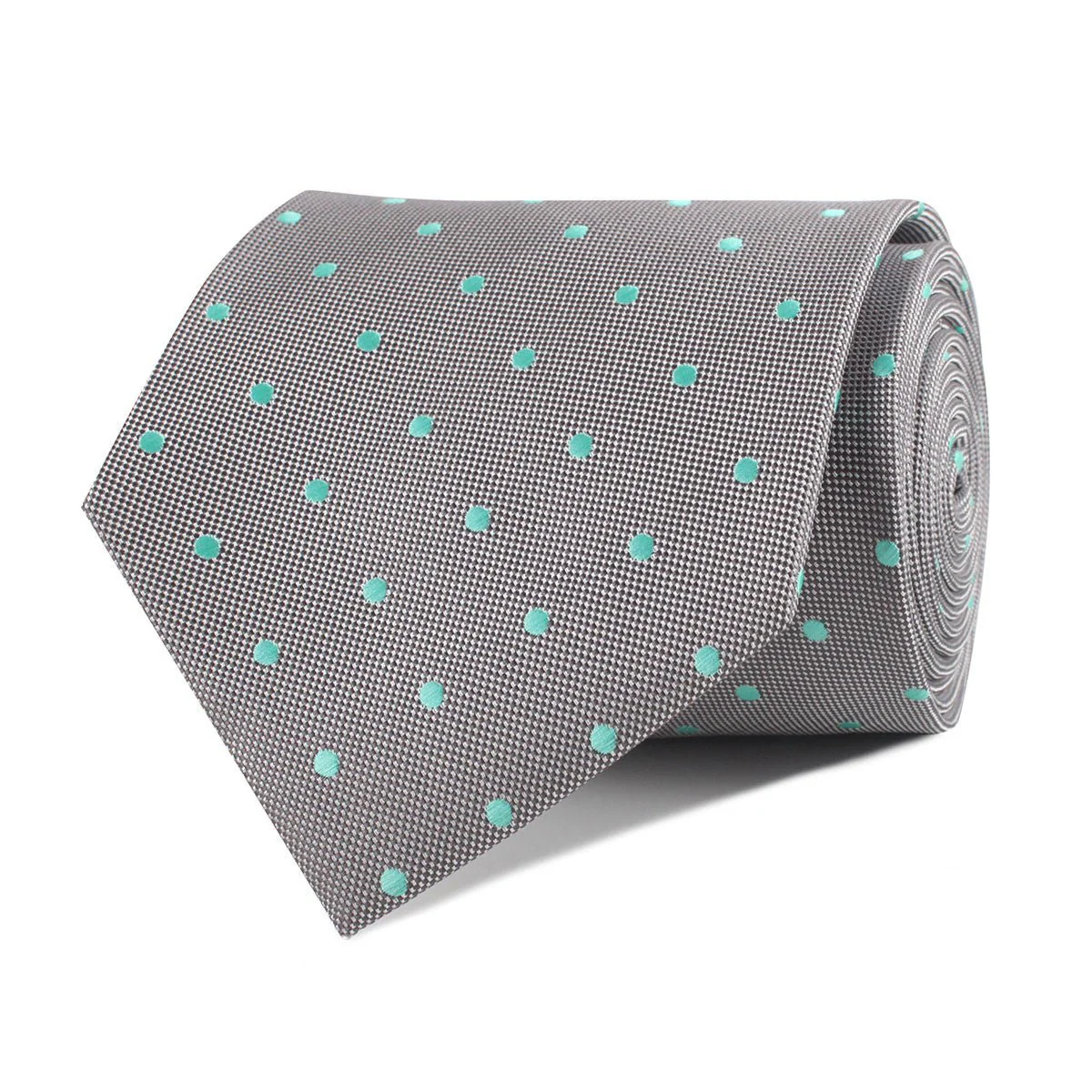 Grey with Mint Green Polka Dots Necktie - Image 2