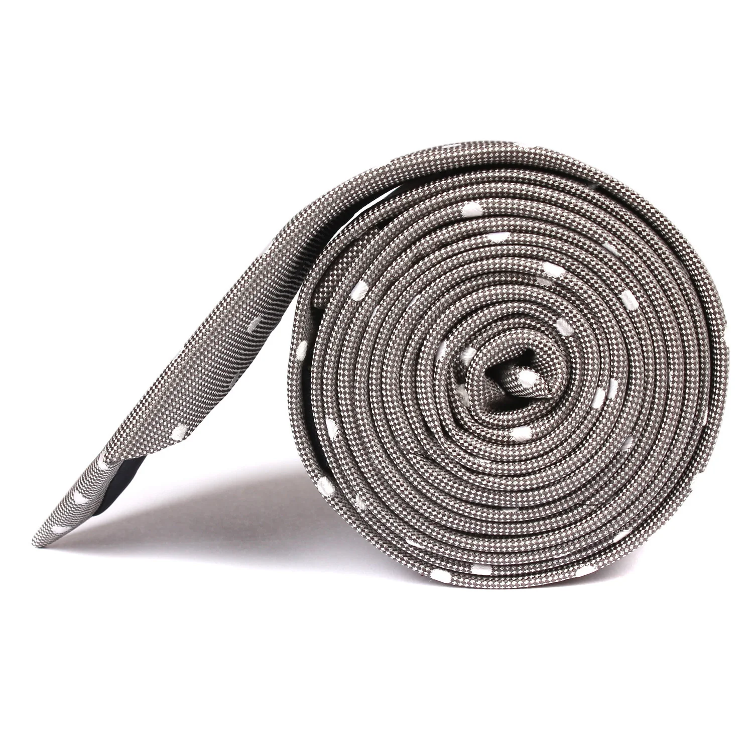 Grey with White Polka Dots - Skinny Tie - Image 3