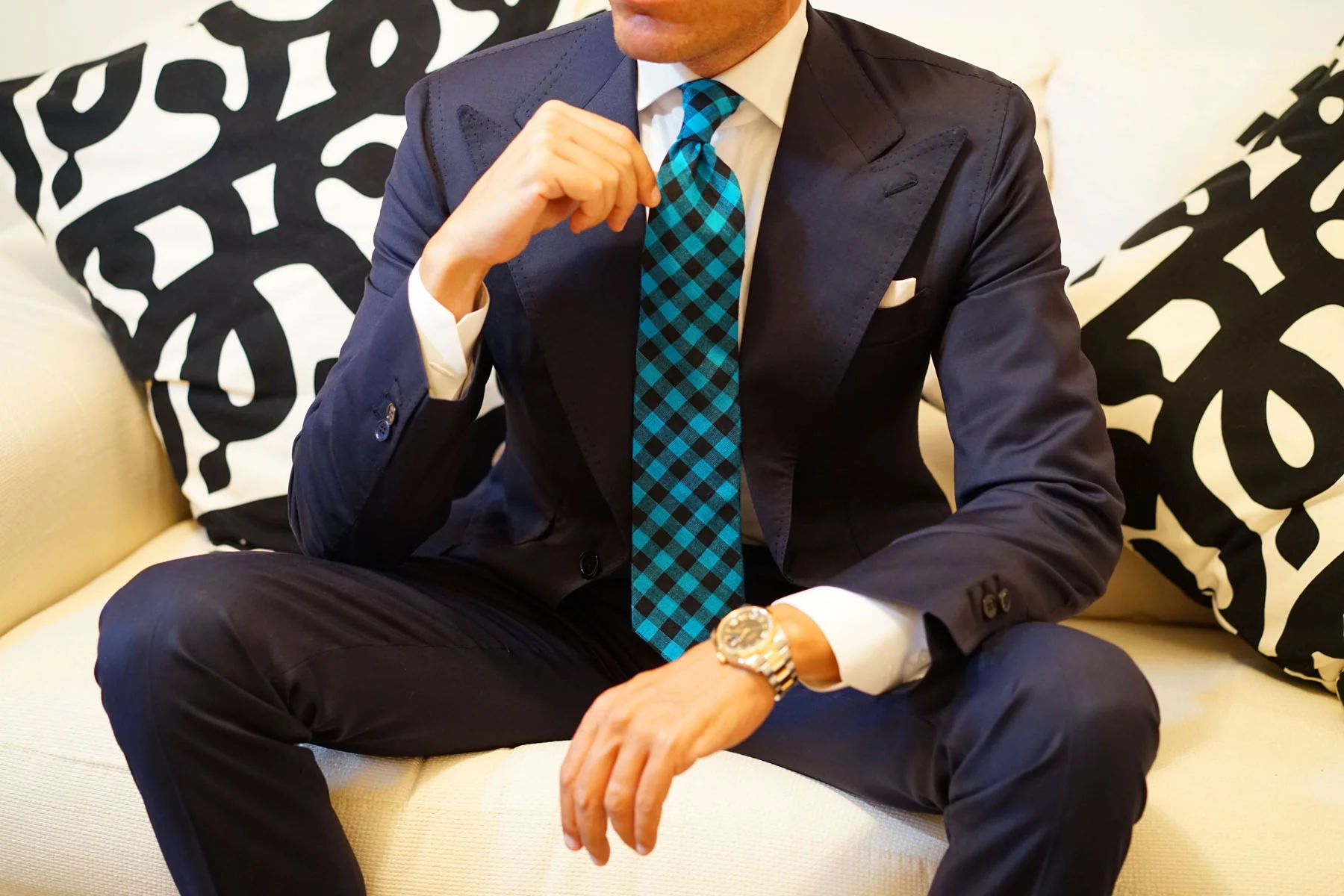 Grim Blue Gingham Tie - Image 13