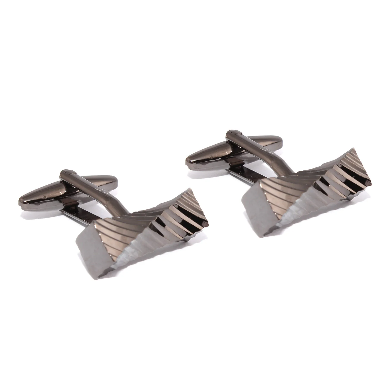 Gunmetal Rectangular Cylinder Twist Cufflinks - Image 2