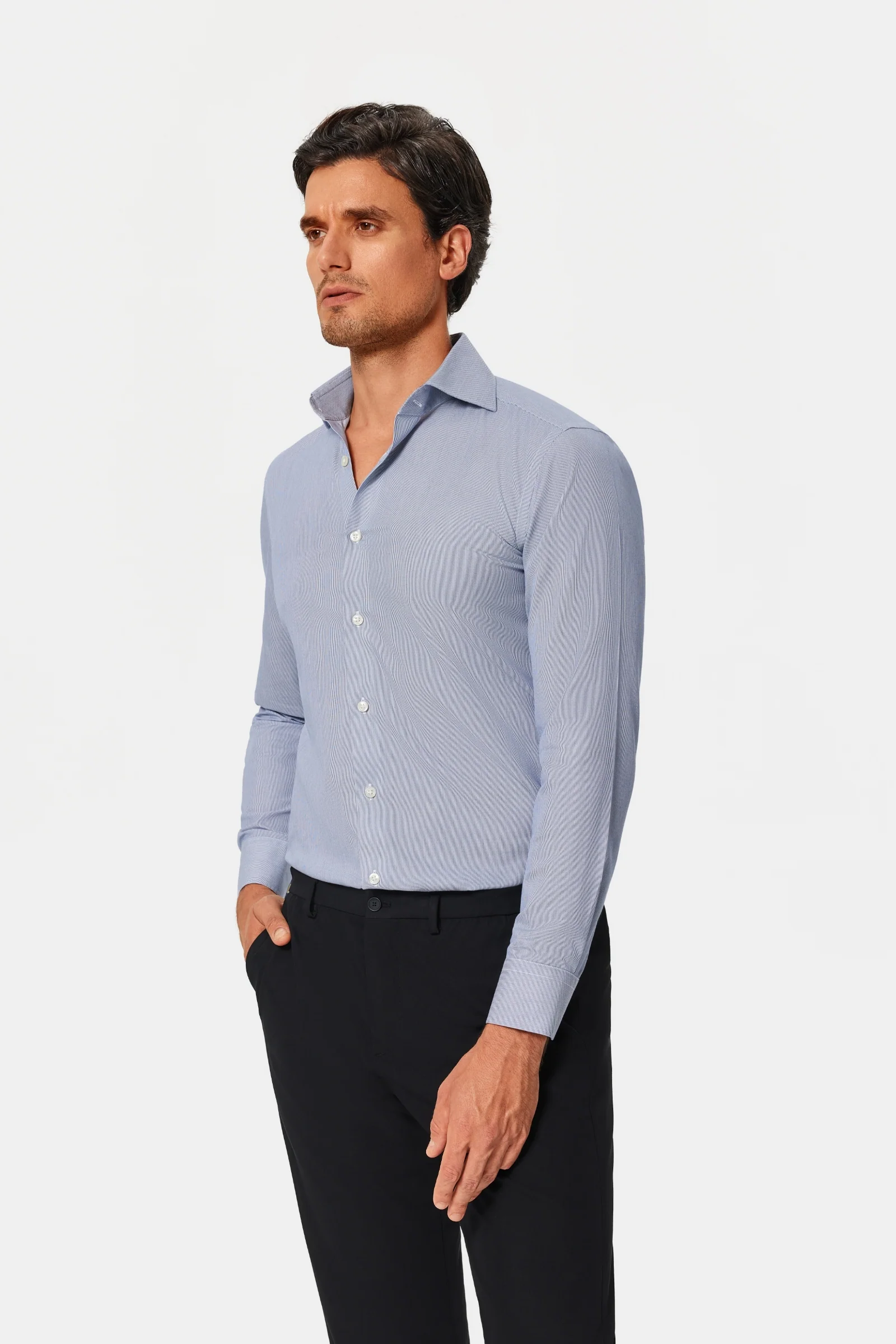 Hanna Blue Twill Non-Iron Shirt - Image 12